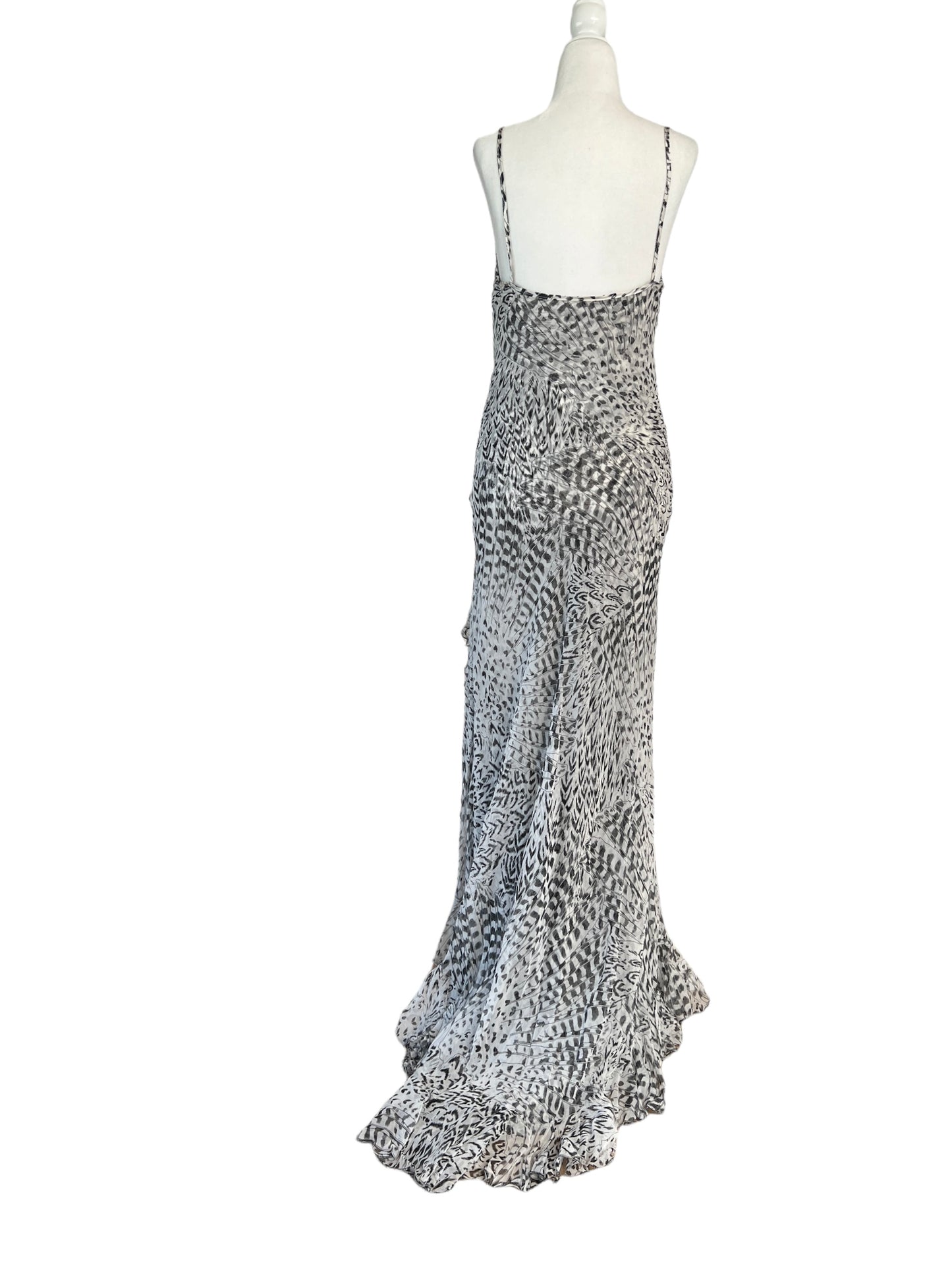 Long Silk Black and White Dress - 6