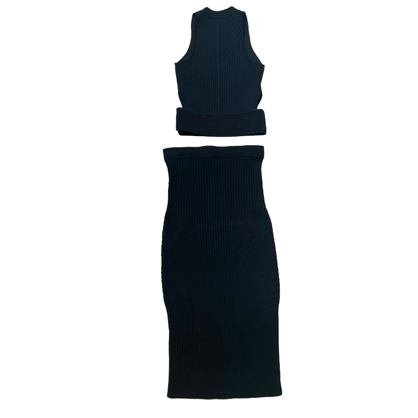 Black Cropped Top & Skirt Set - XS/S