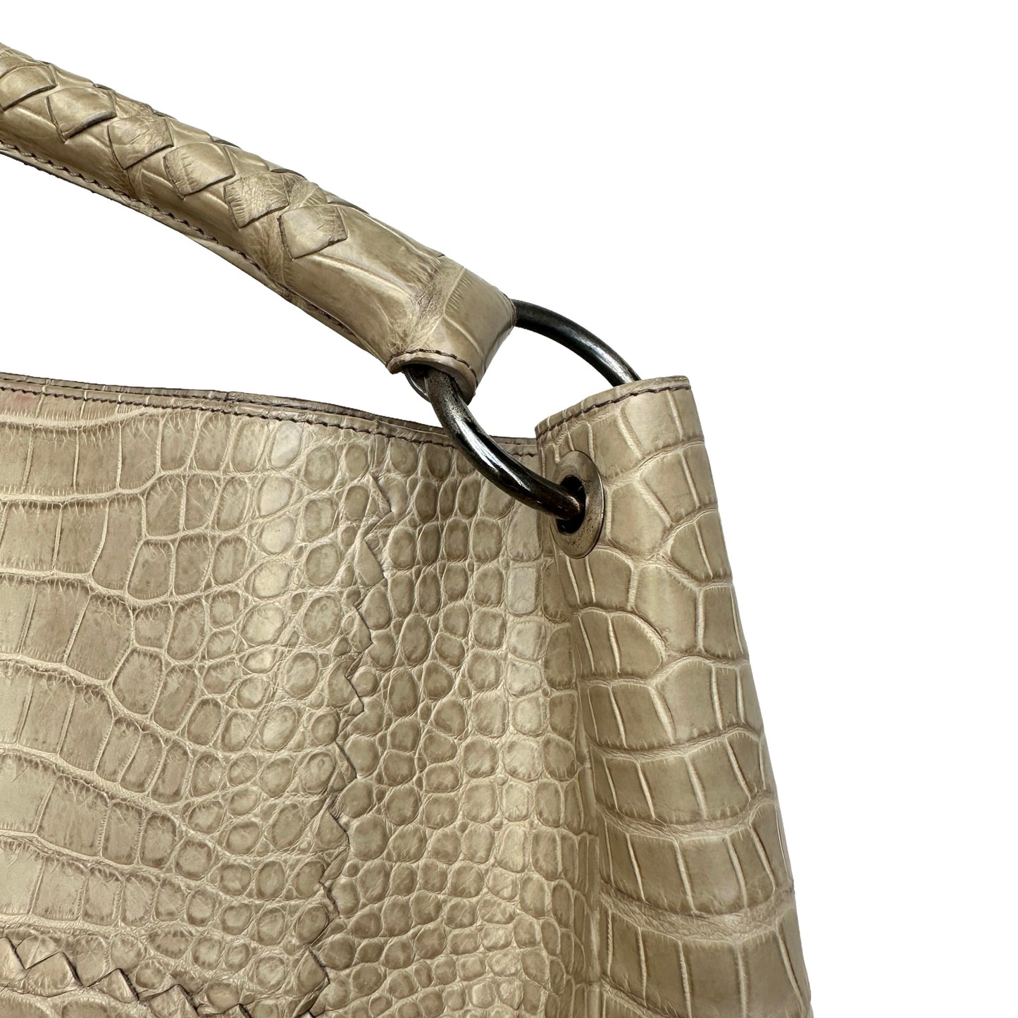 Beige Alligator Hobo Bag
