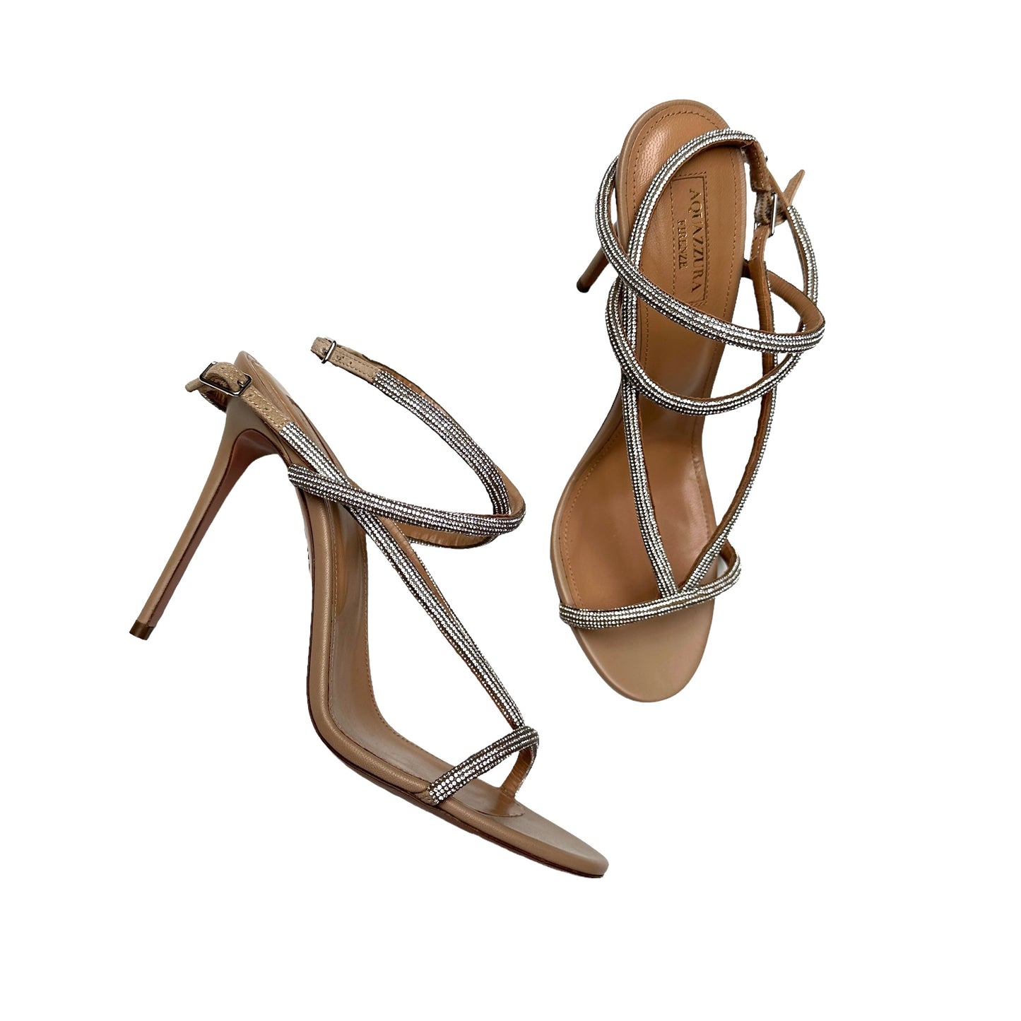 Crytal Embellished Nude Heels - 8.5