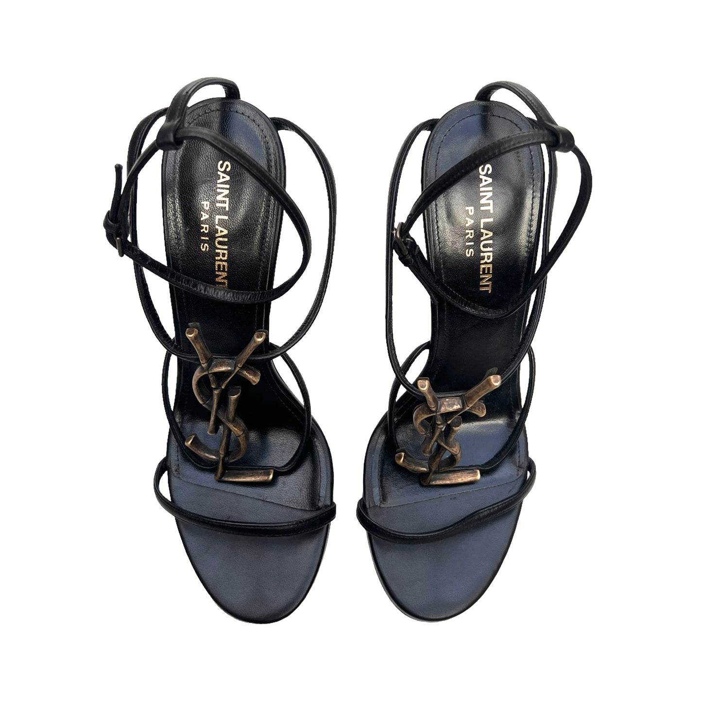 Black YSL Logo Heels - 8