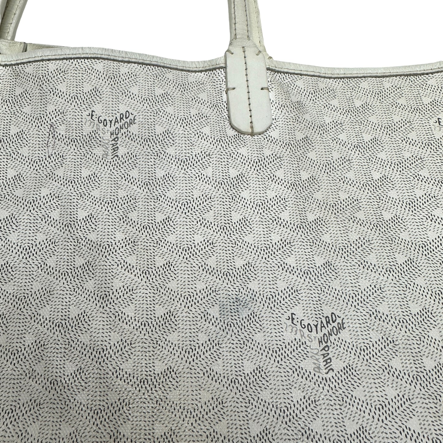White Goyardine St. Louis Tote w/Pouch