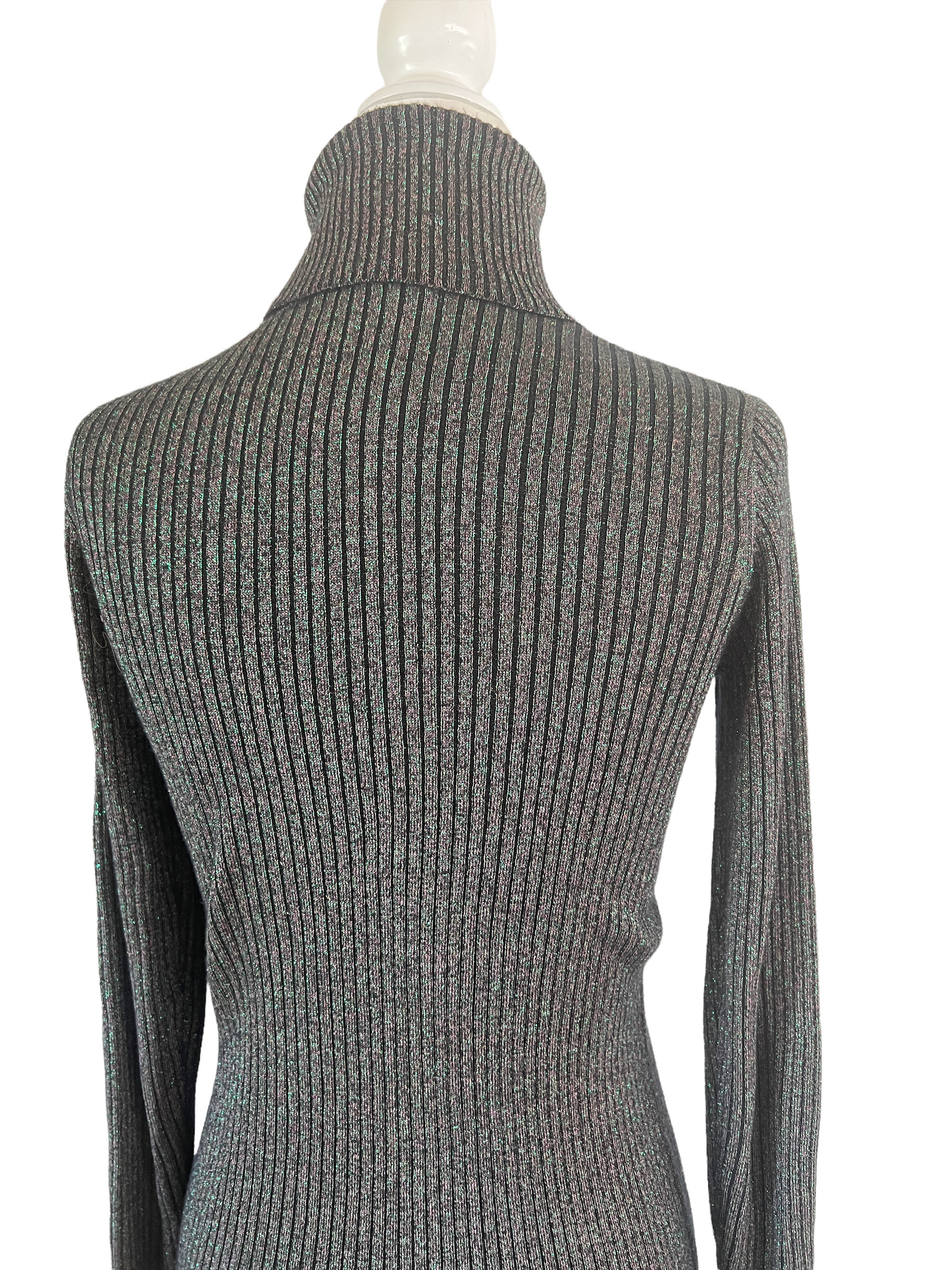 Grey and Green Metallic Turtleneck
