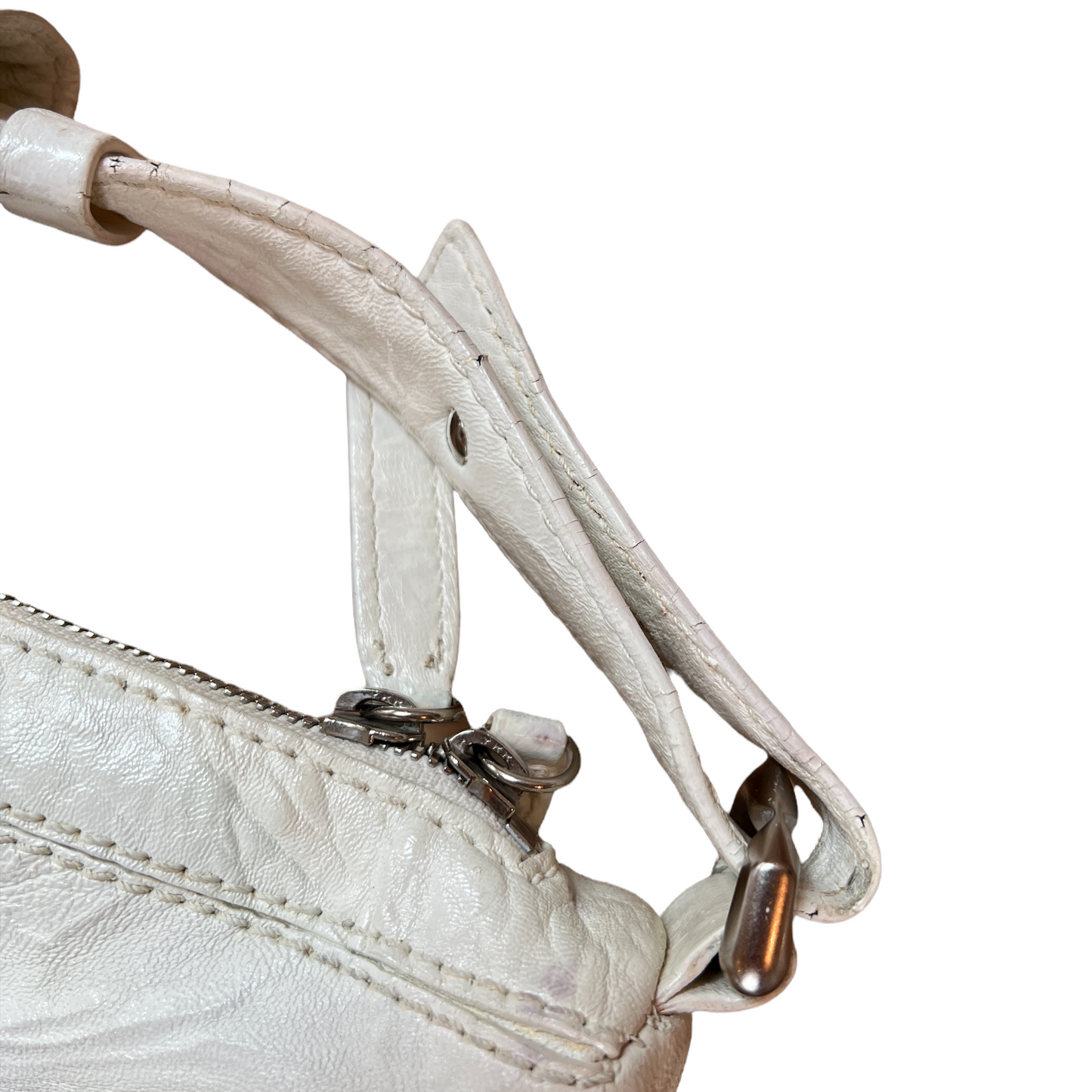 XL White Leather Nightingale Bag