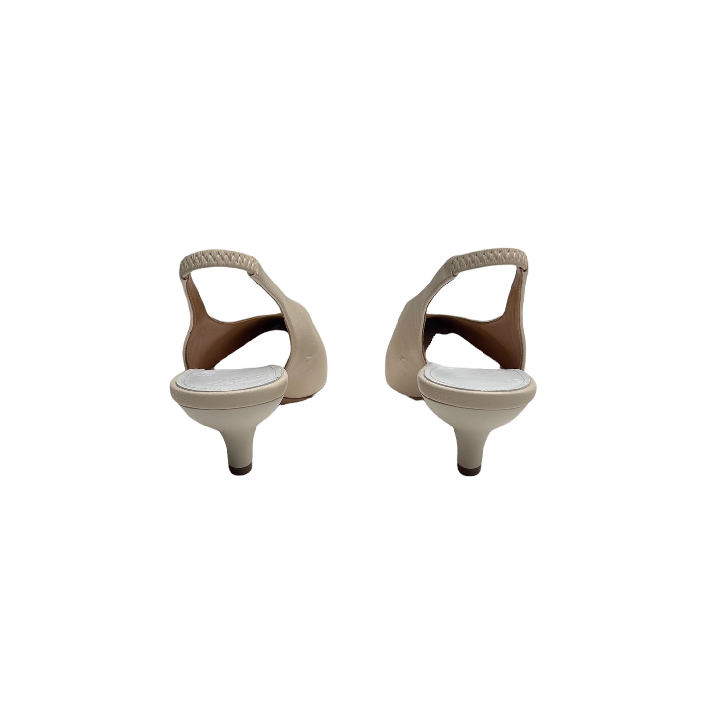 Cream Leather Kitten Heels - 7.5