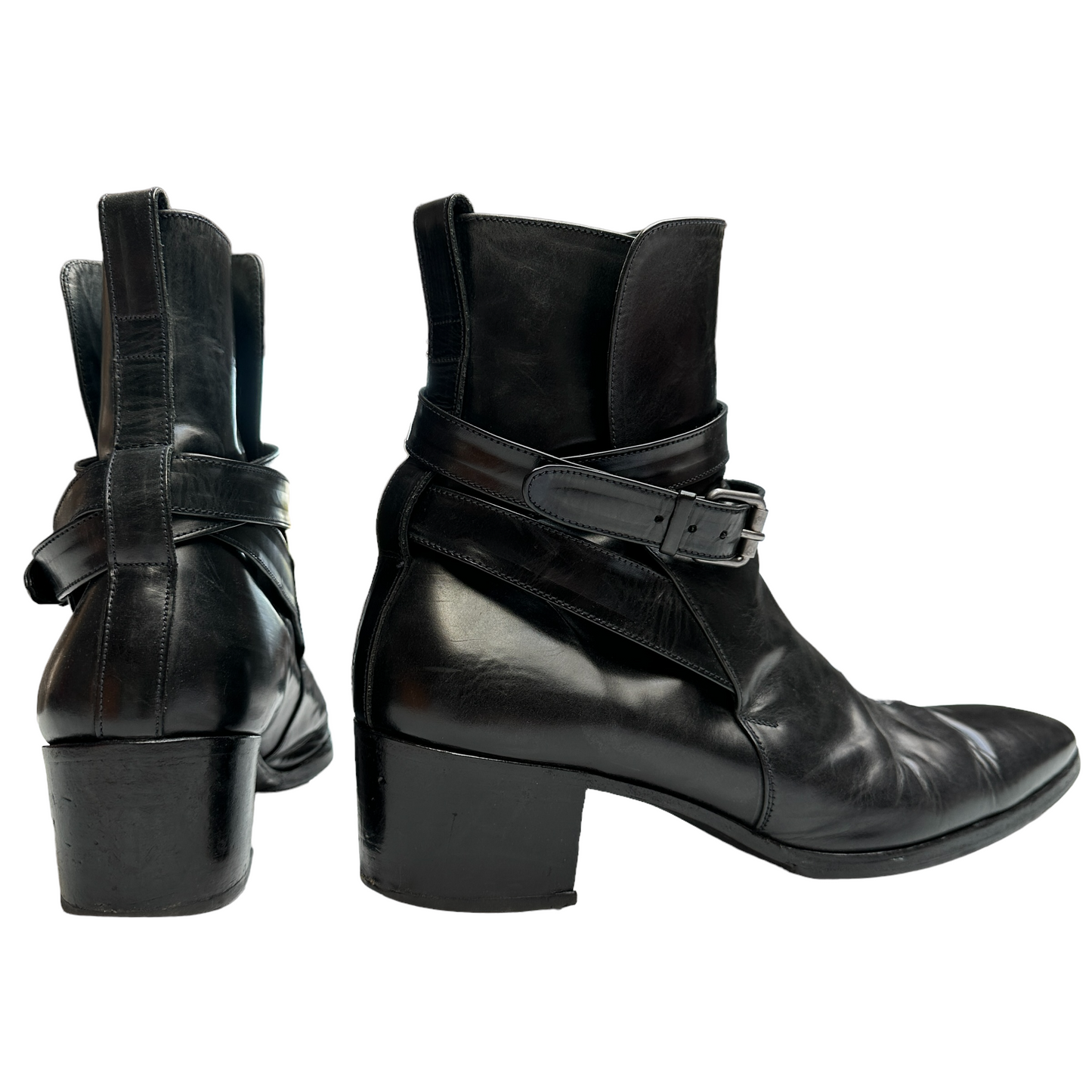 Men Black Leather Boots - 44