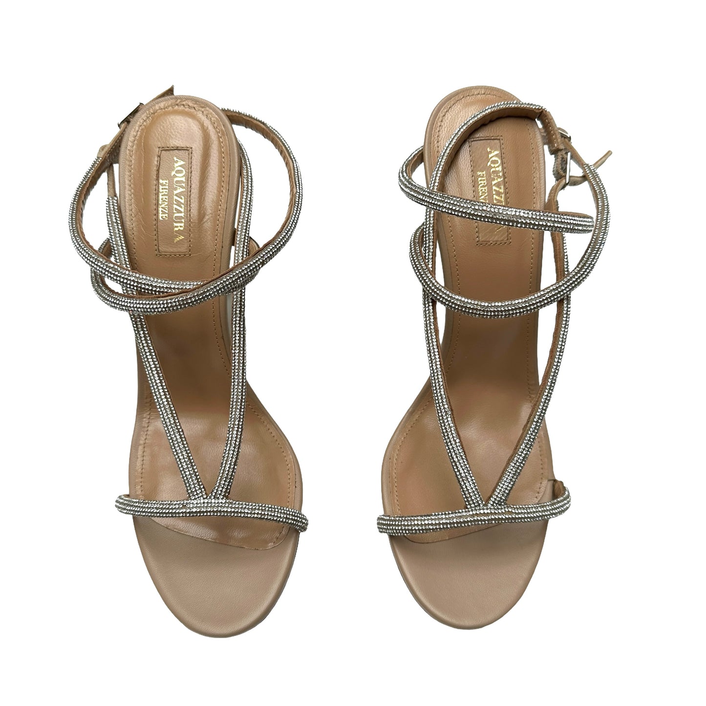 Crytal Embellished Nude Heels - 8.5