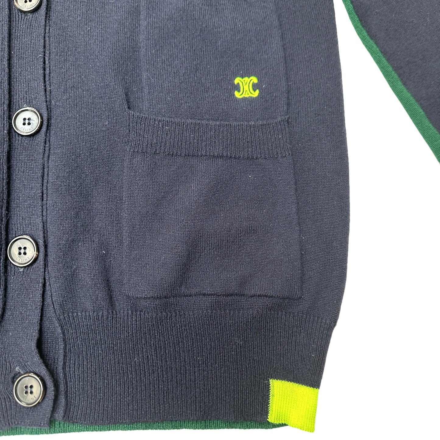 Green Cashmere Cardigan w/Logo - S