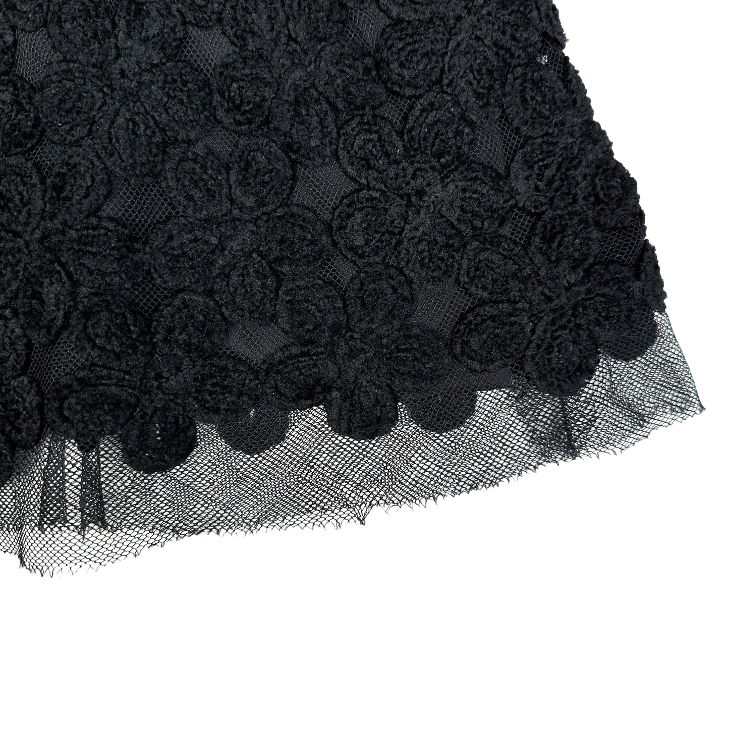 Black Flower Pattern Knit Dress - XS