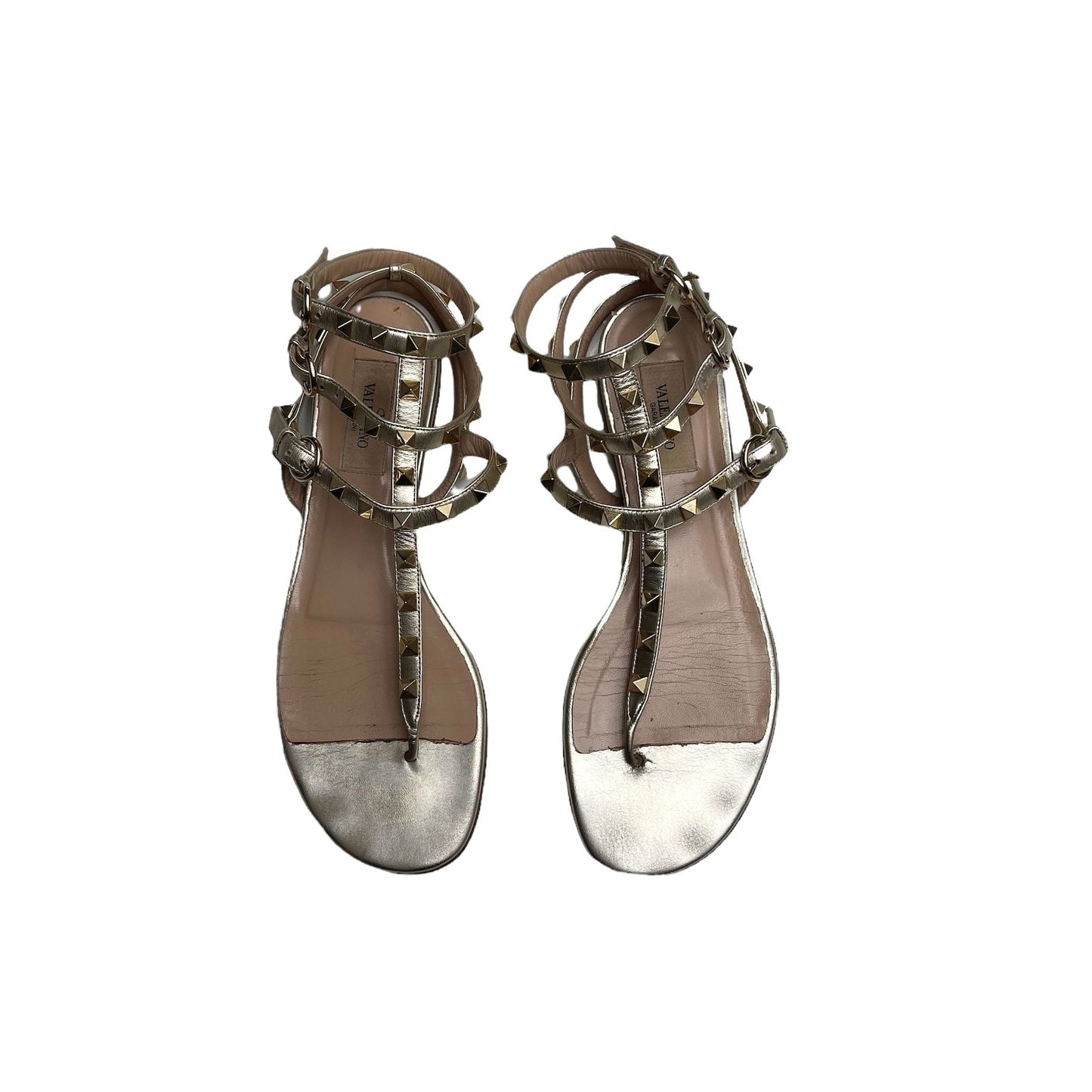 Gold Leather Gladiator Sandals - 7.5