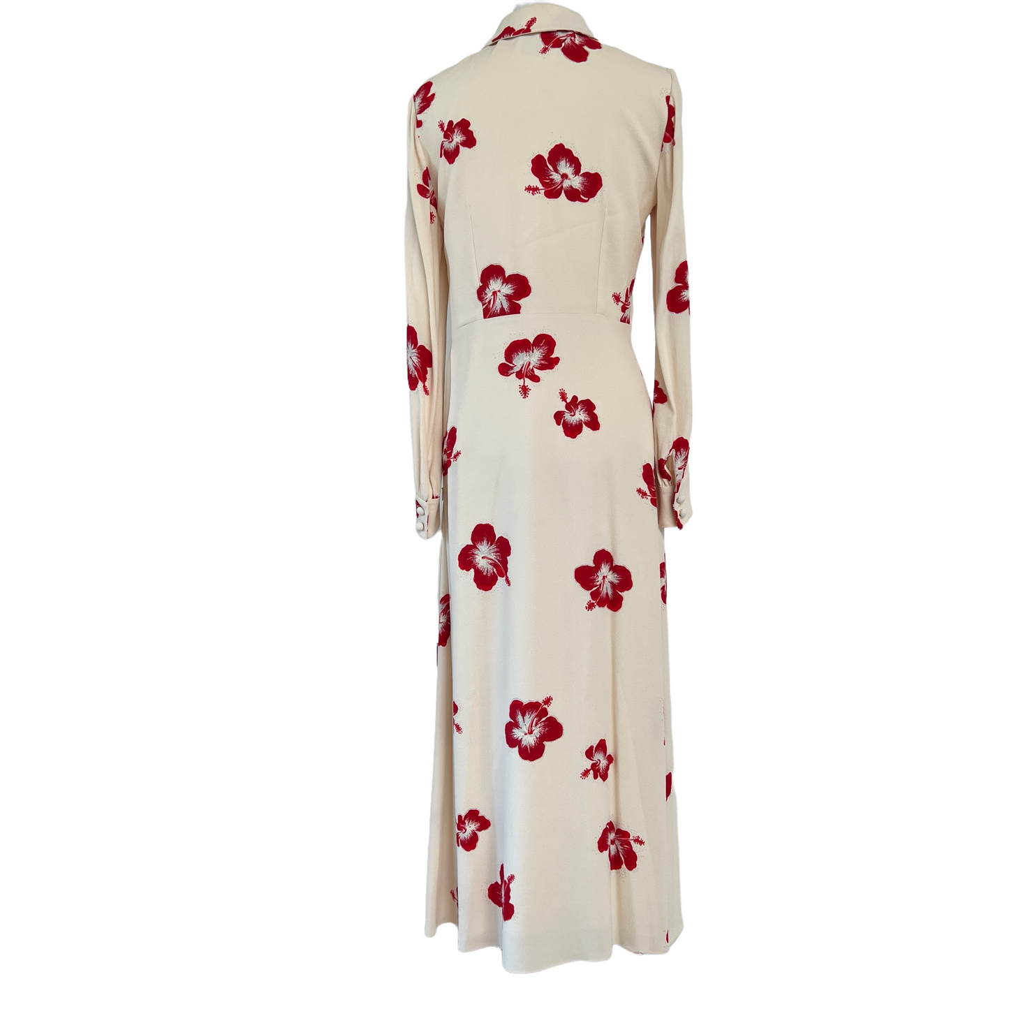 Long Cream and Flower Dress - 36