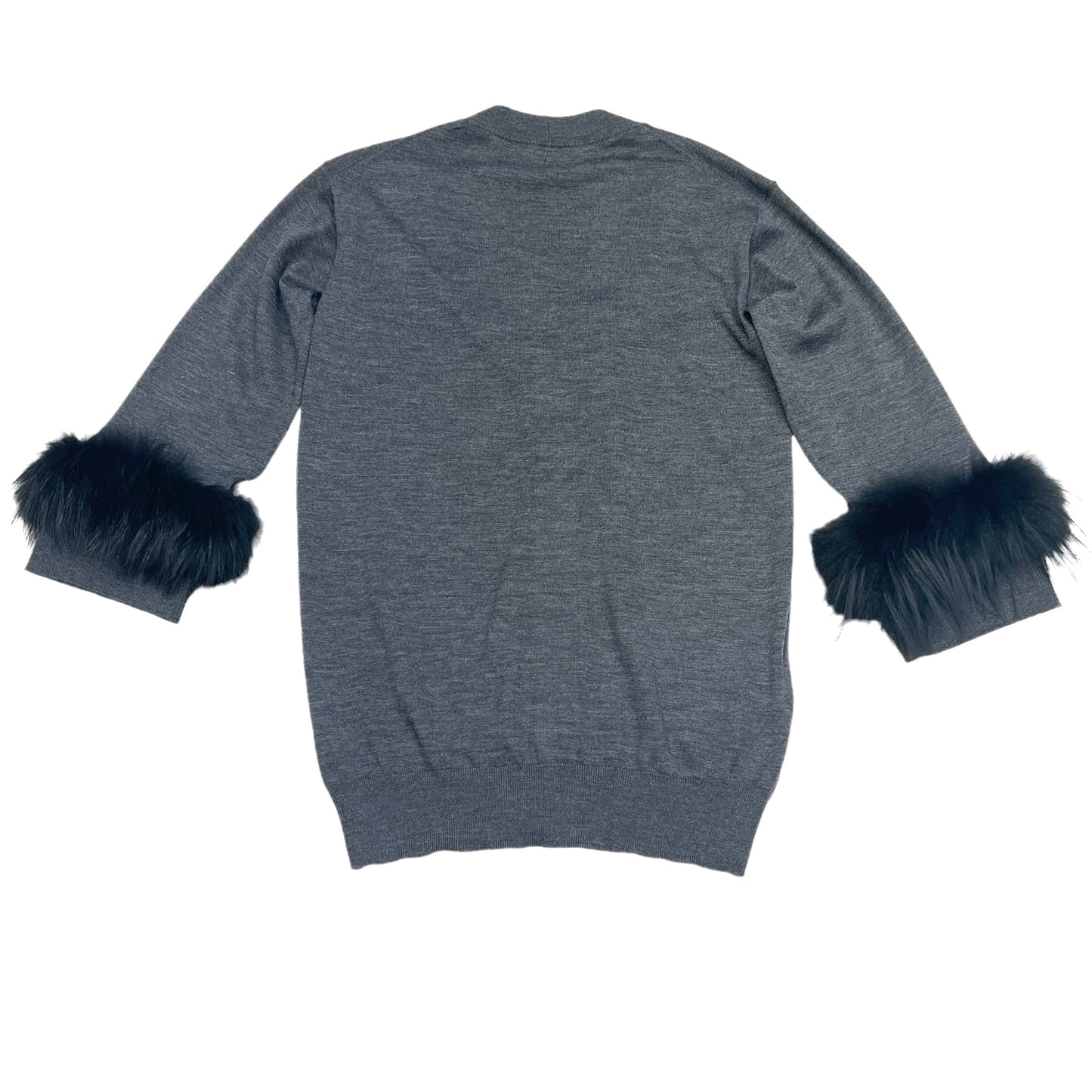 Grey Wool & Fur Cardigan - XS