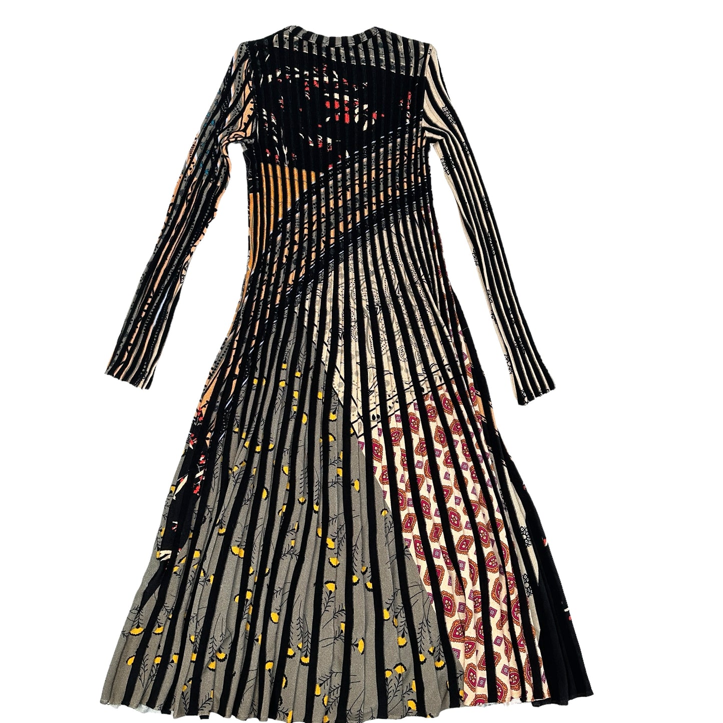 Black and Print Long Dress - M