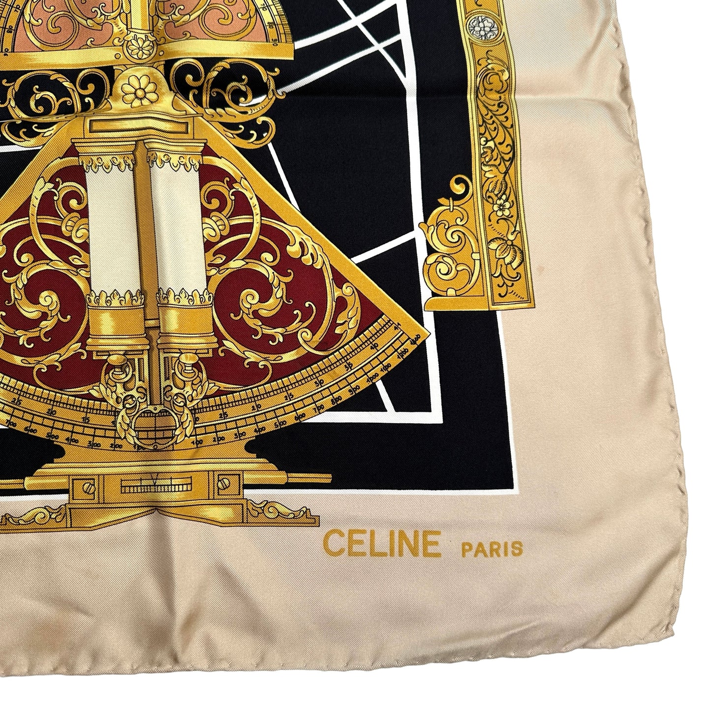 Vintage Silk Cream & Black Scarf