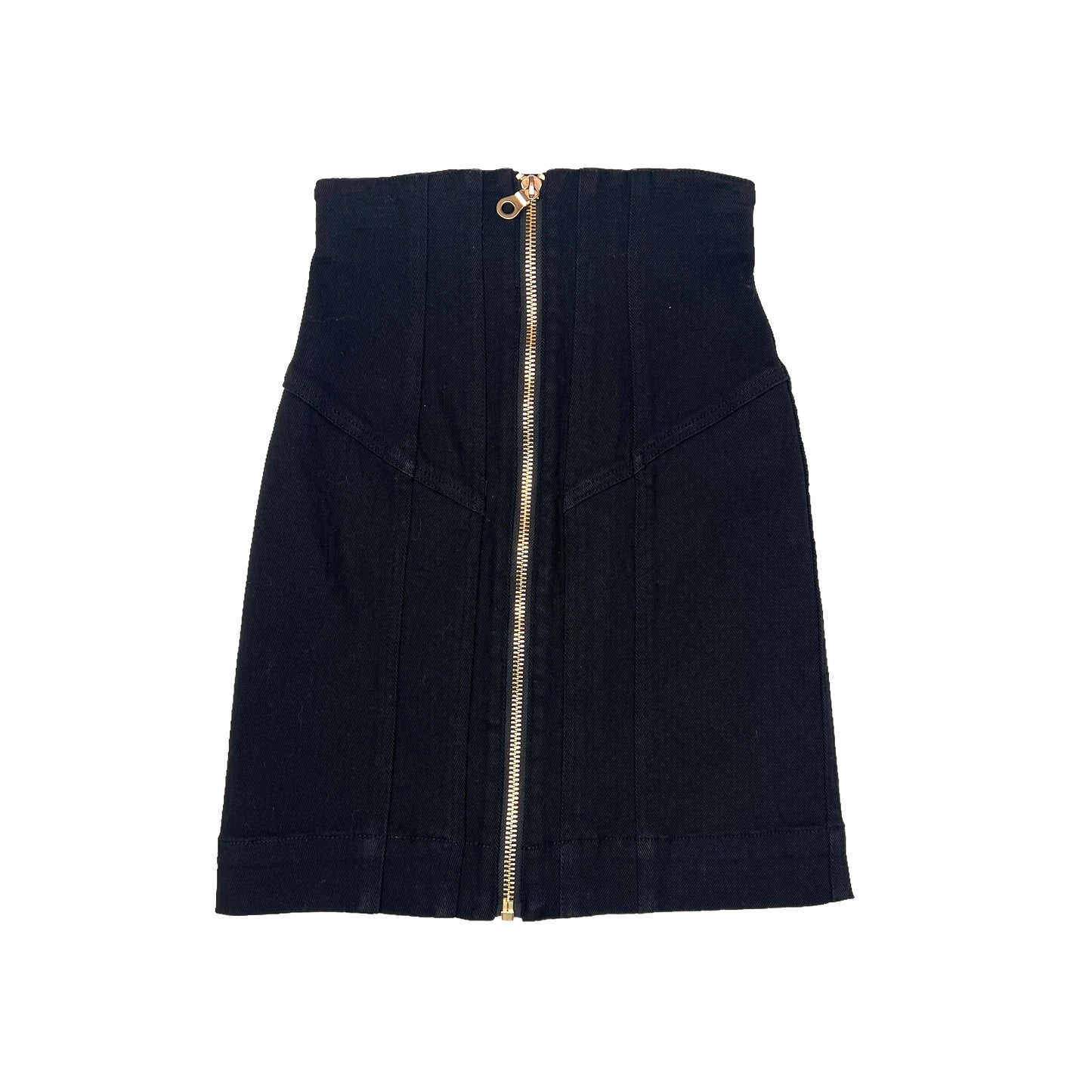 Black Denim High Waisted Skirt - 0