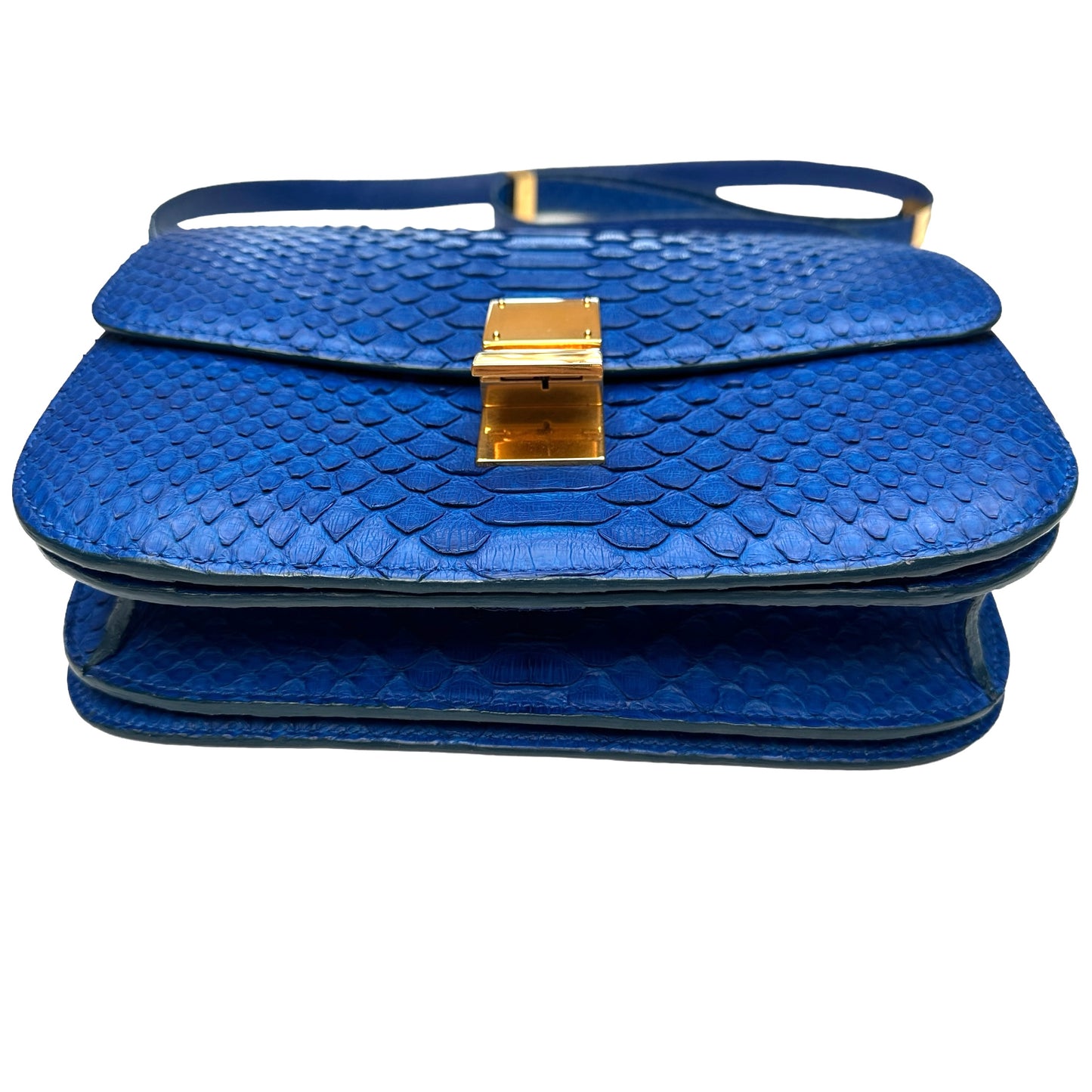 Blue Python Leather Box Bag