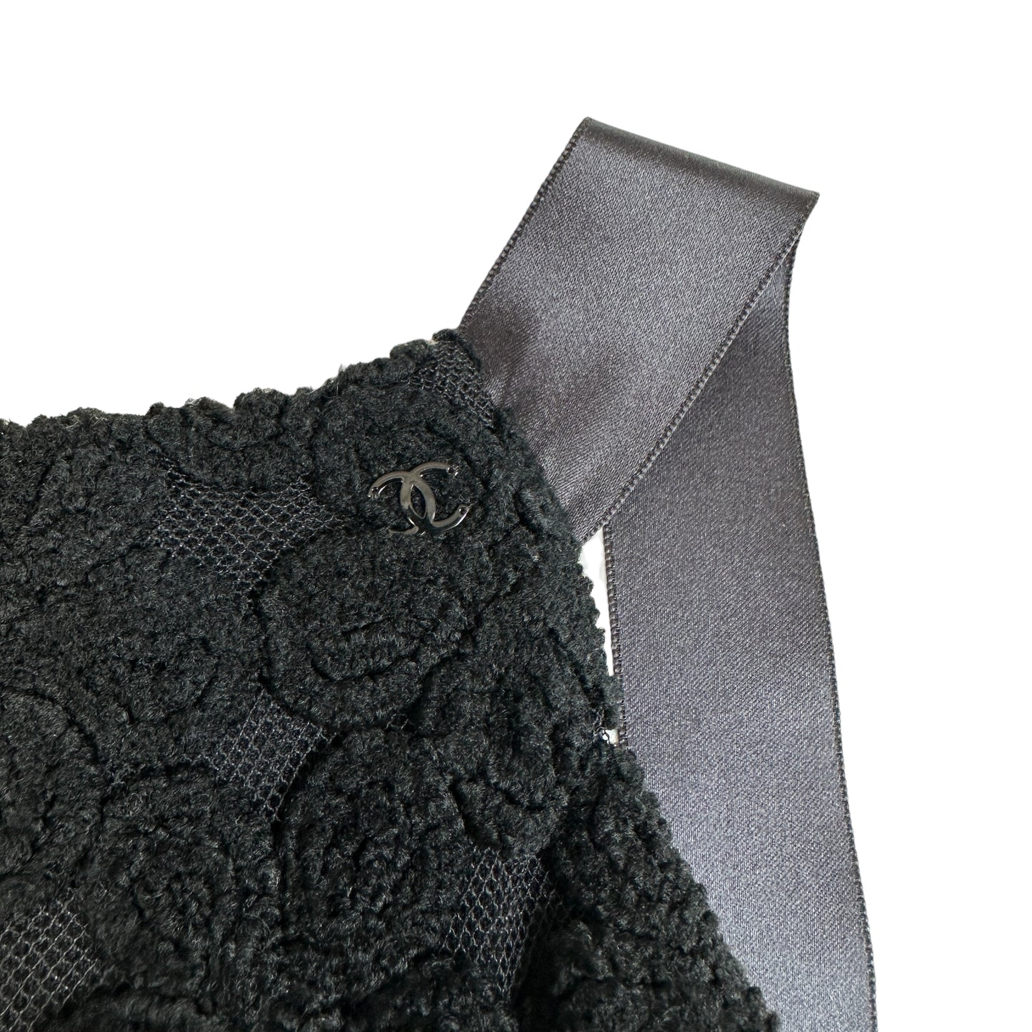 Black Flower Pattern Knit Dress - XS