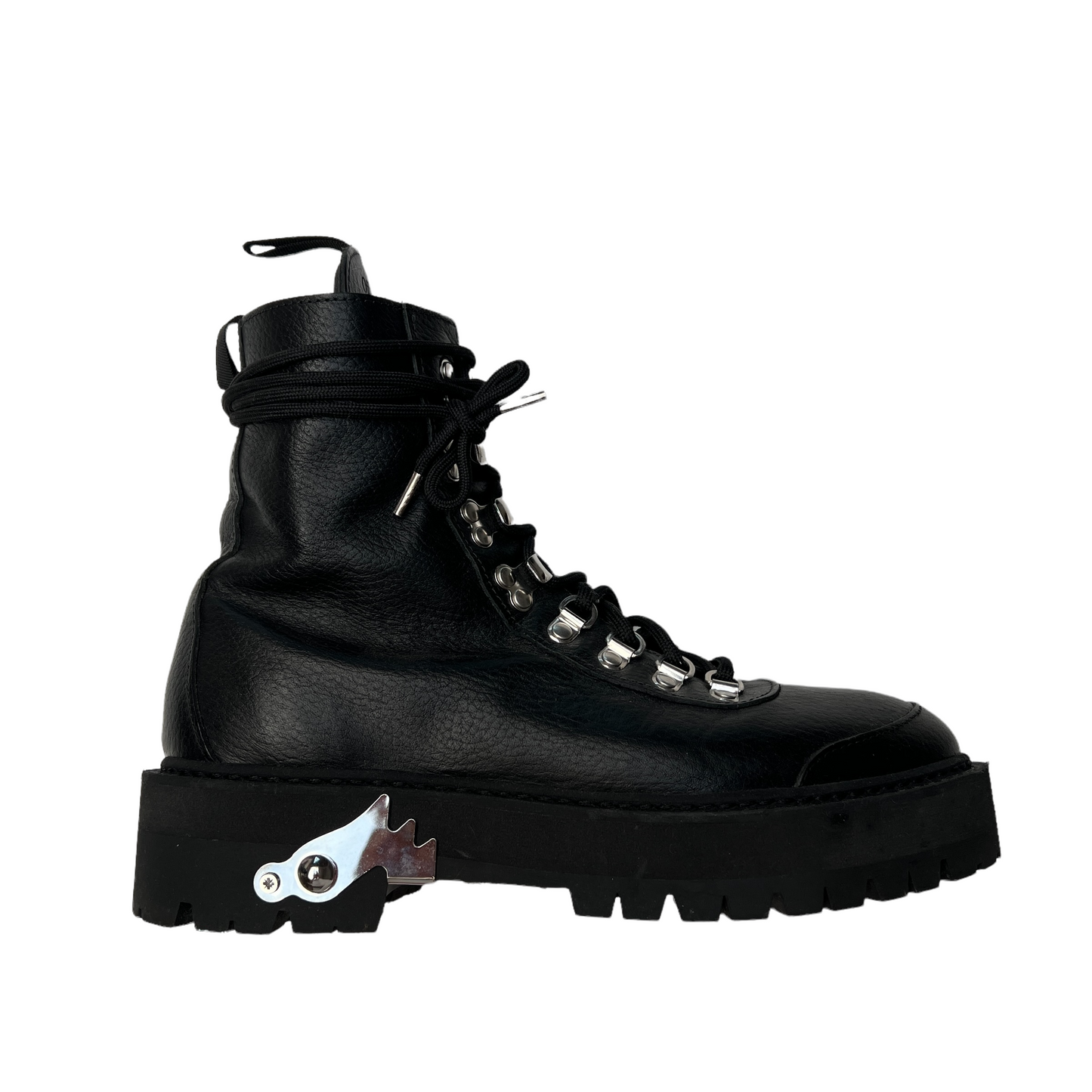 Black Leather Moto Boots - 38