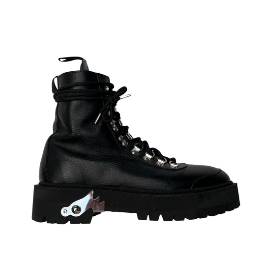 Black Leather Moto Boots - 38