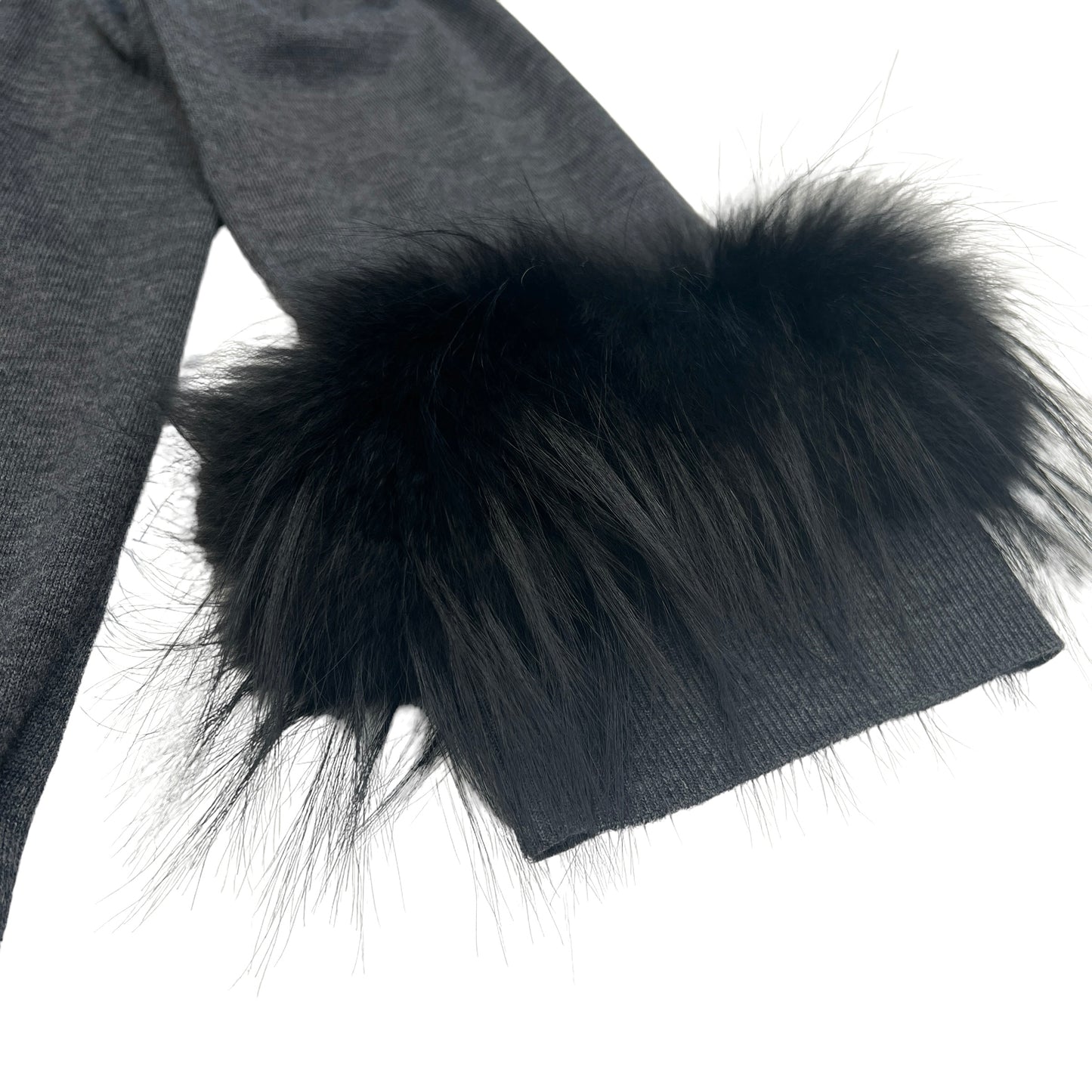 Grey Wool & Fur Cardigan - XS