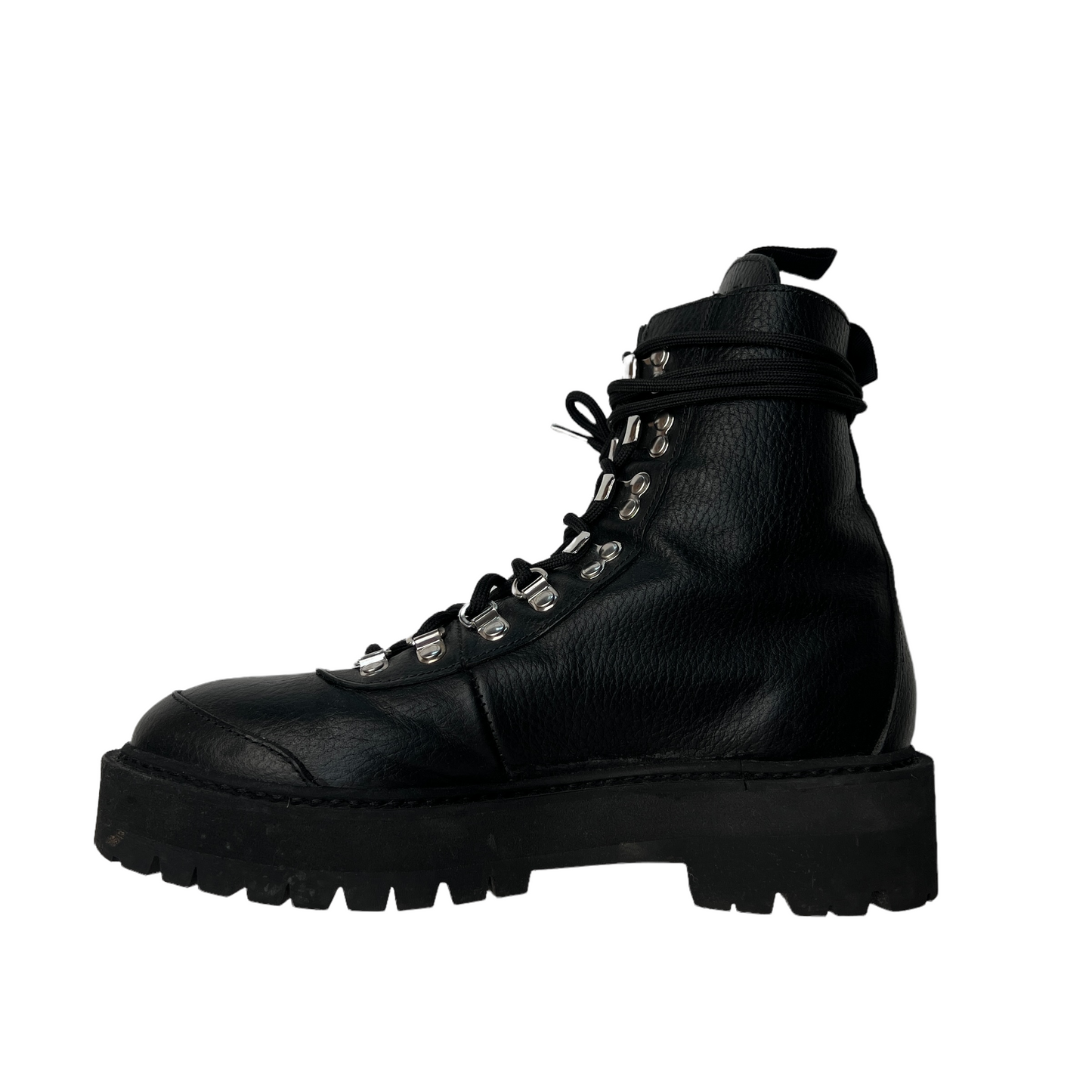 Black Leather Moto Boots - 38