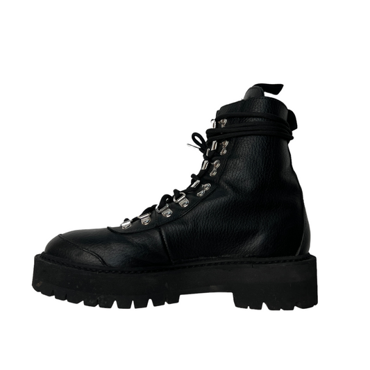 Black Leather Moto Boots - 38