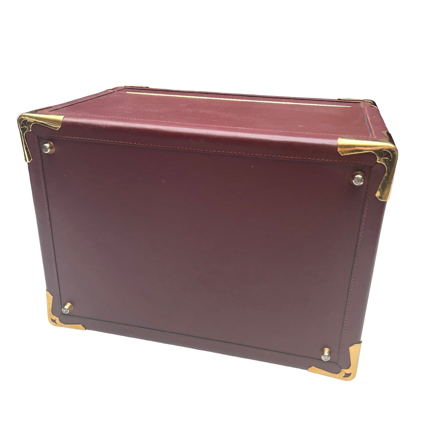 Burgundy Leather Jewelry Trunk