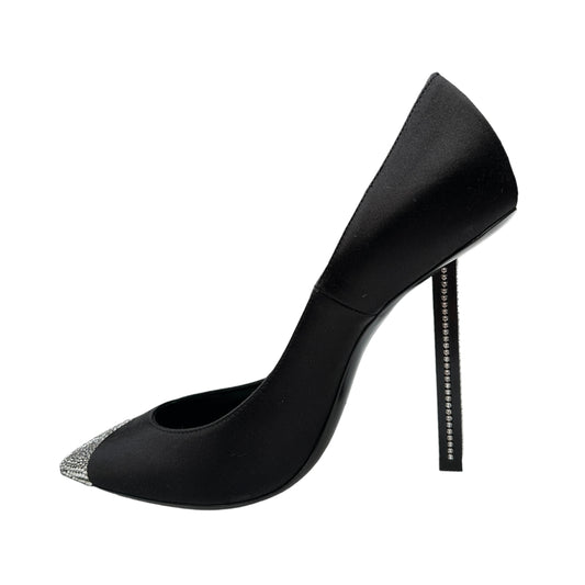 Black Satin & Crystals Heels - 8