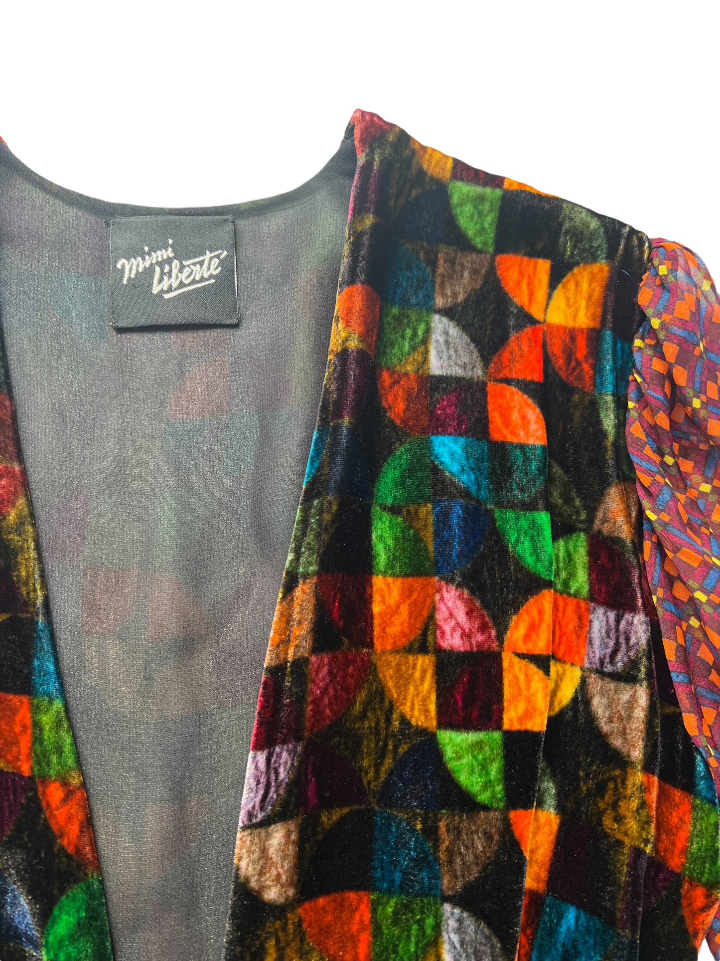 Velvet Multicolor Mini Dress - XXS