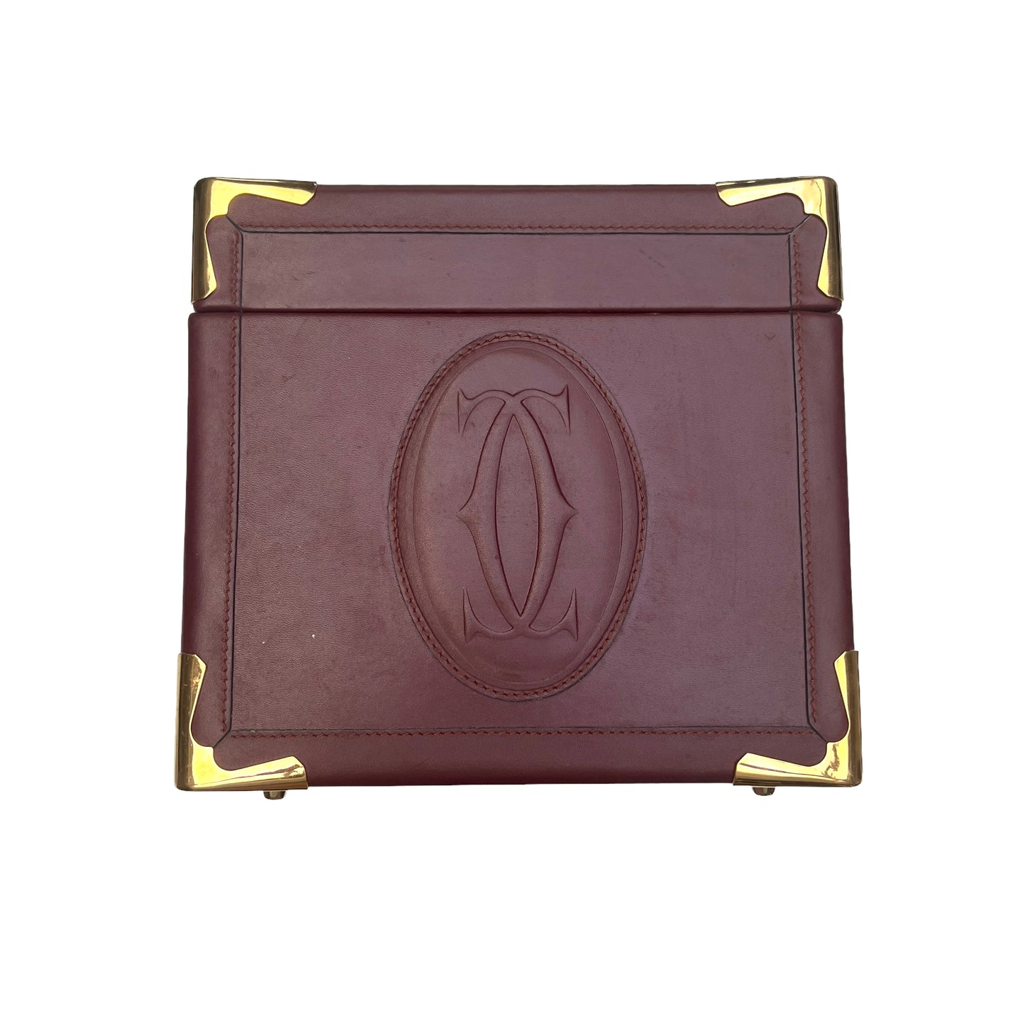 Burgundy Leather Jewelry Trunk