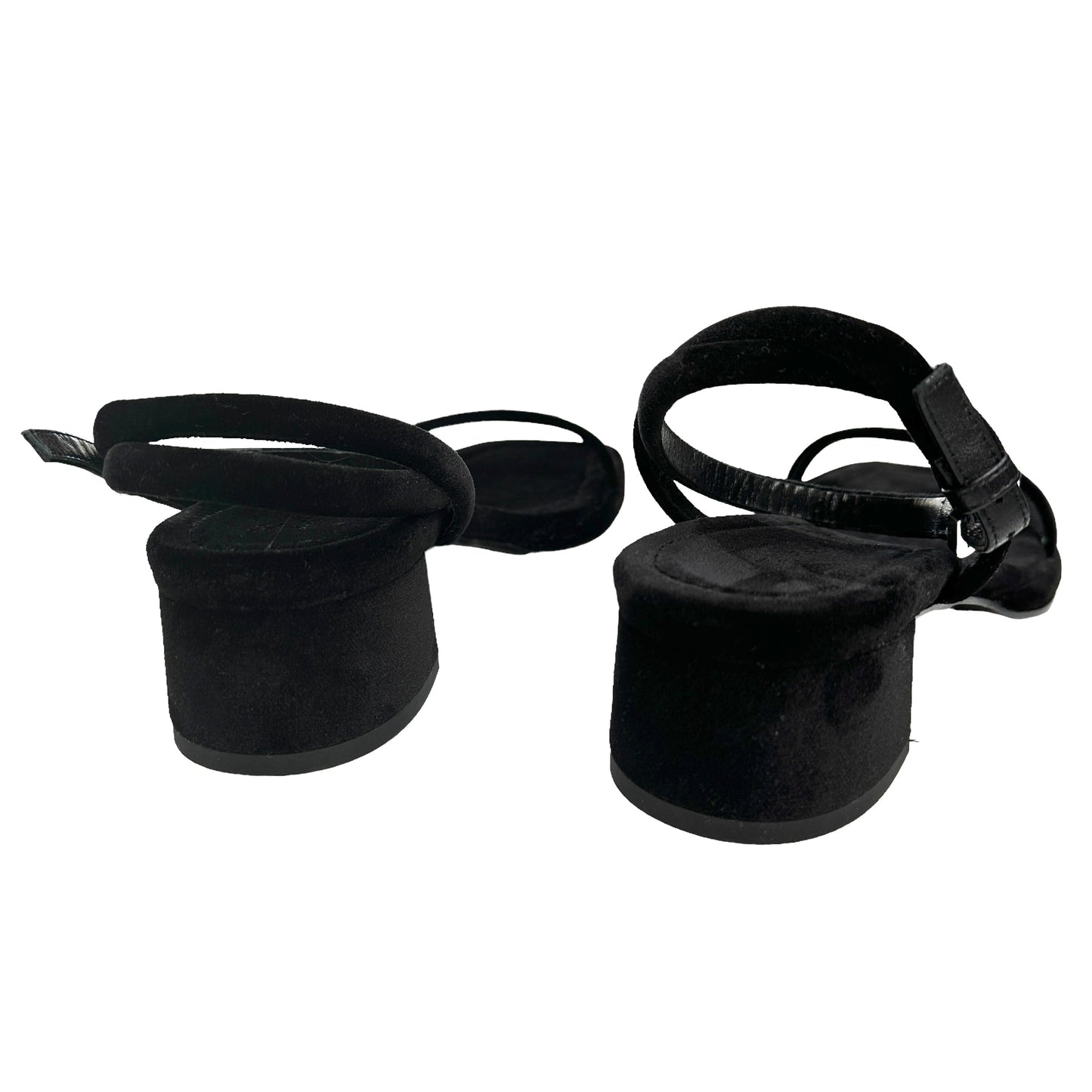 Black Velvet Square Heels - 7.5
