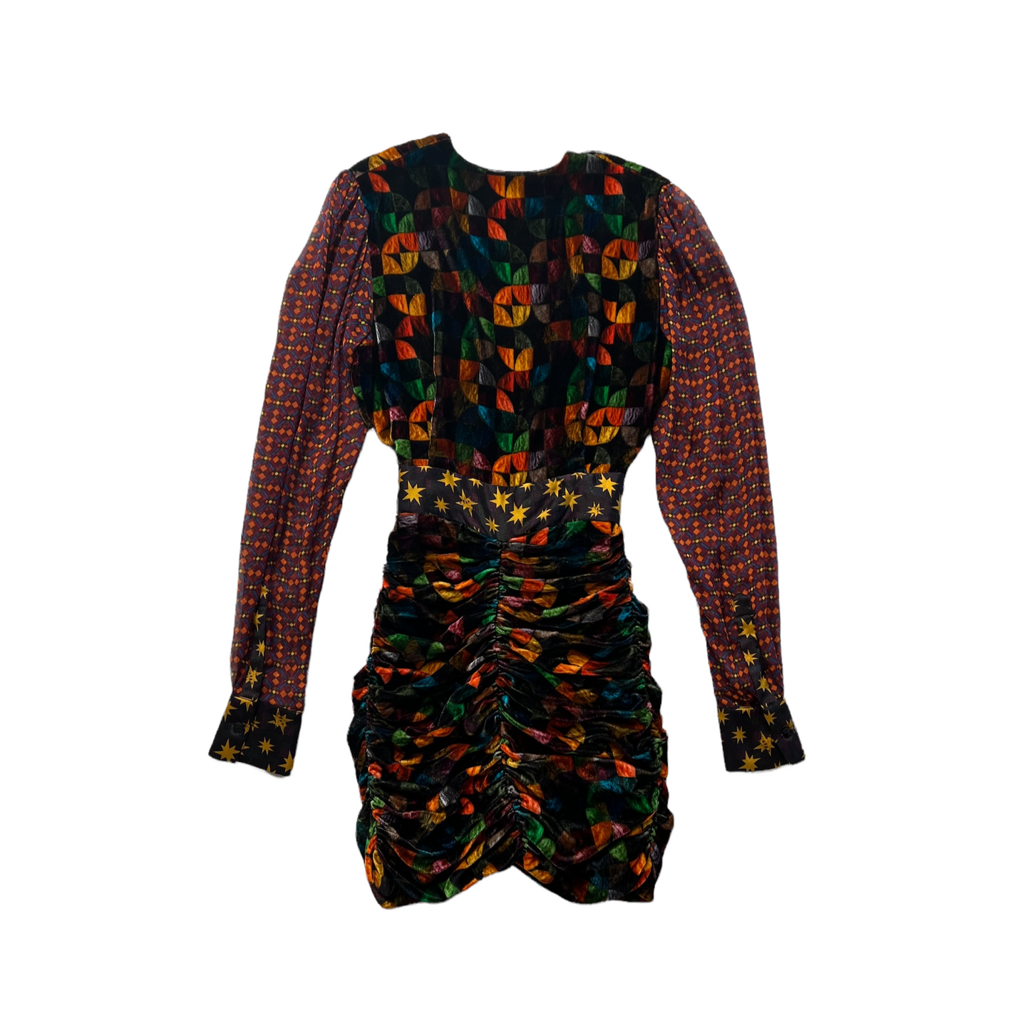 Velvet Multicolor Mini Dress - XXS