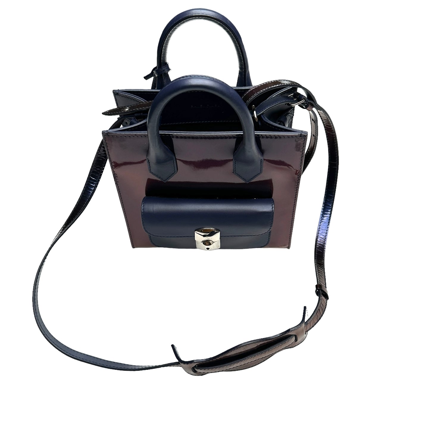 Blue Leather Mini Tote