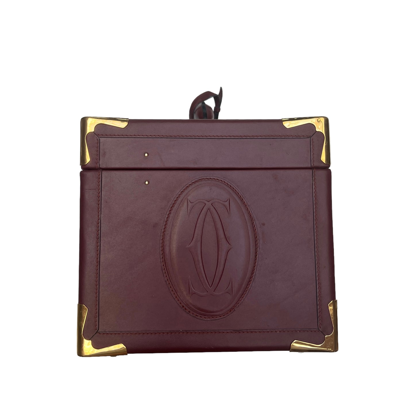 Burgundy Leather Jewelry Trunk