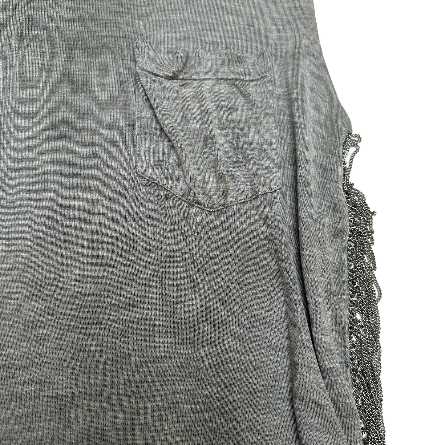 Grey Silk Tank Top w/Chains - XS