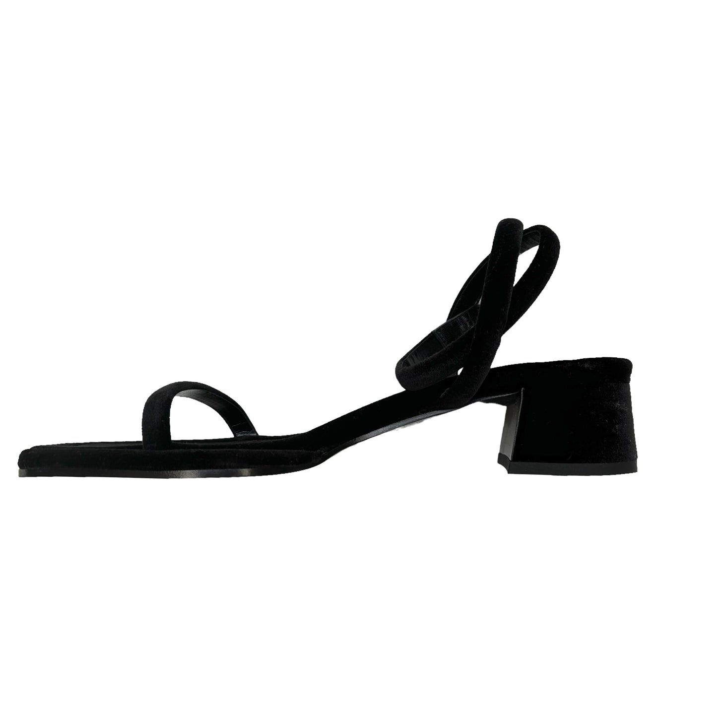 Black Velvet Square Heels - 7.5