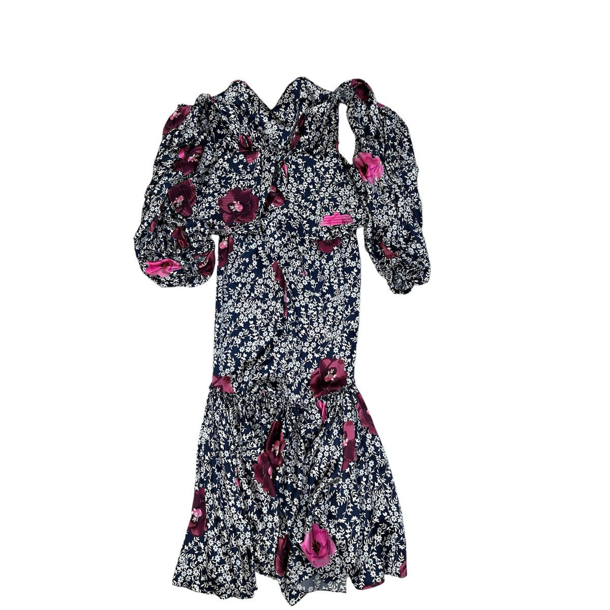 Blue Silk Floral Dress - 4