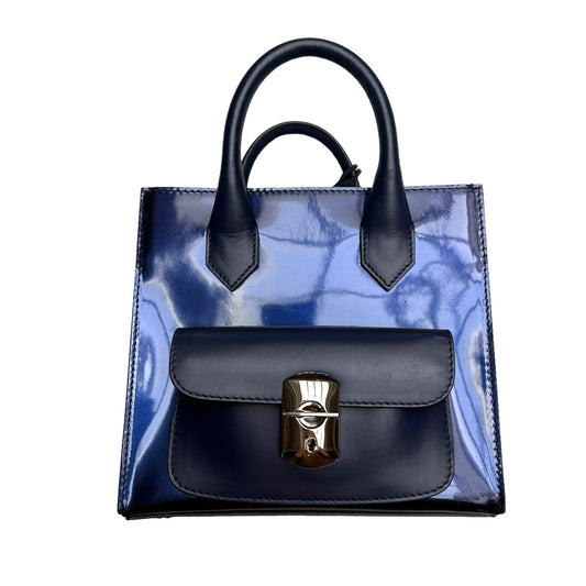 Blue Leather Mini Tote