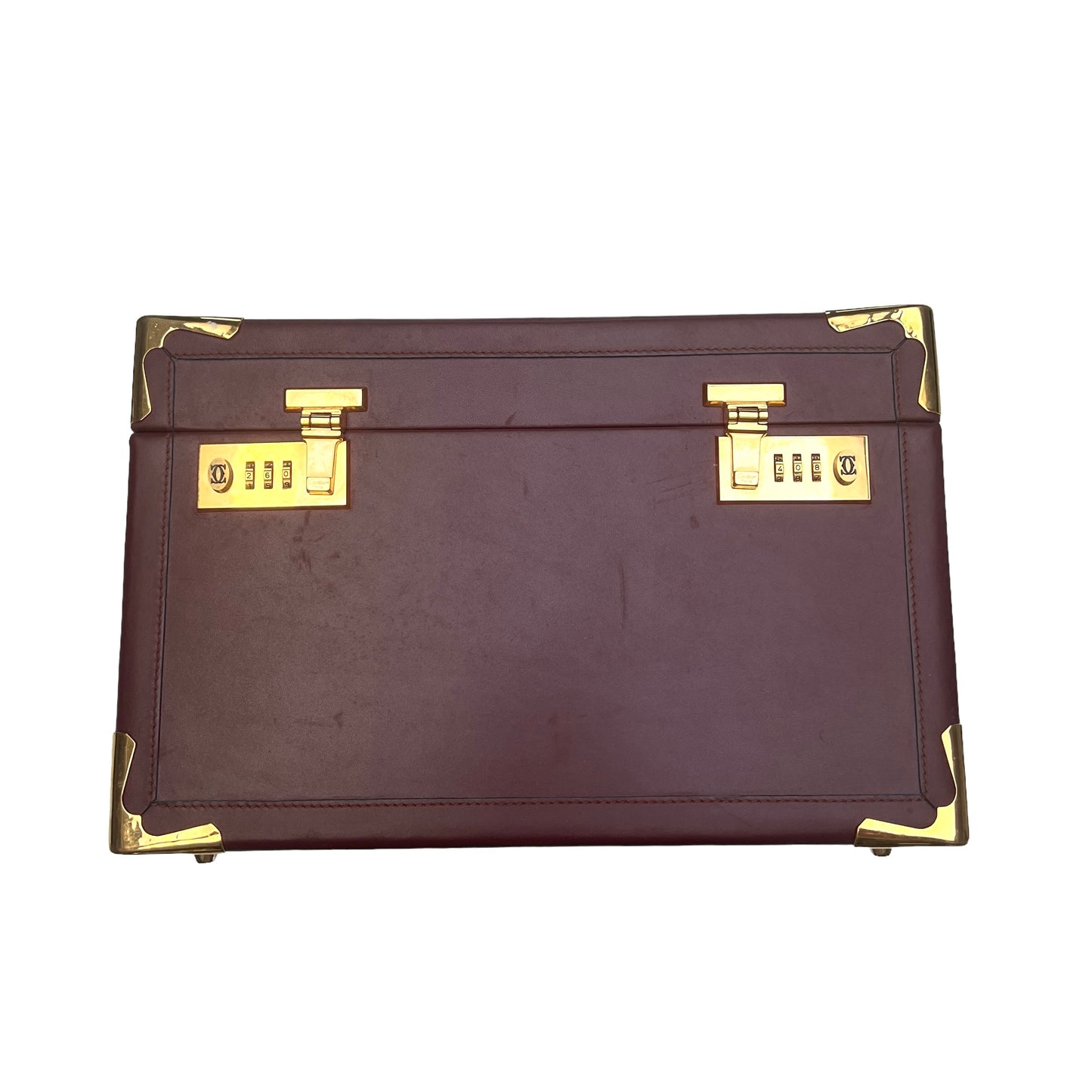 Burgundy Leather Jewelry Trunk