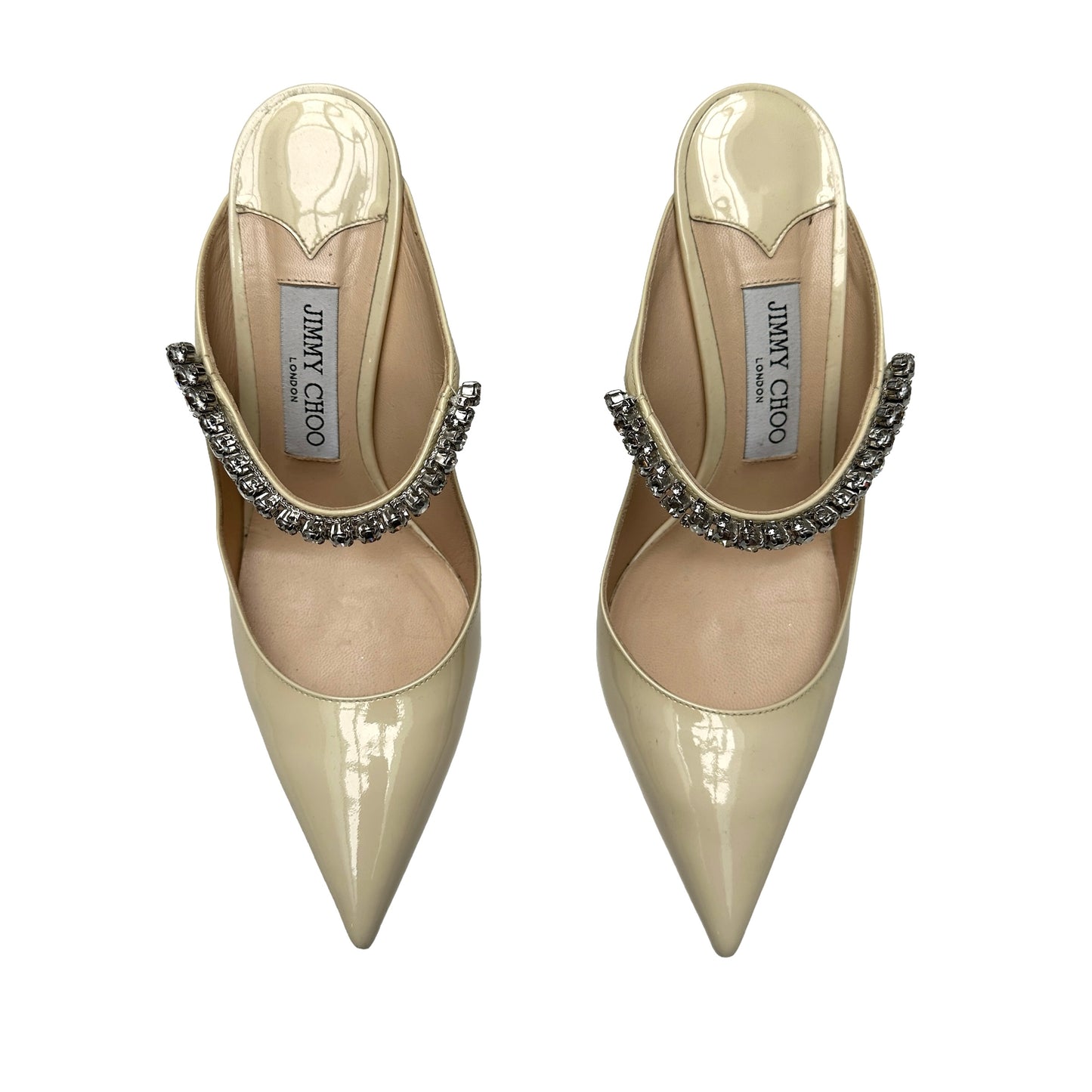 Patent Leather Mules with Crystal Strap - 9