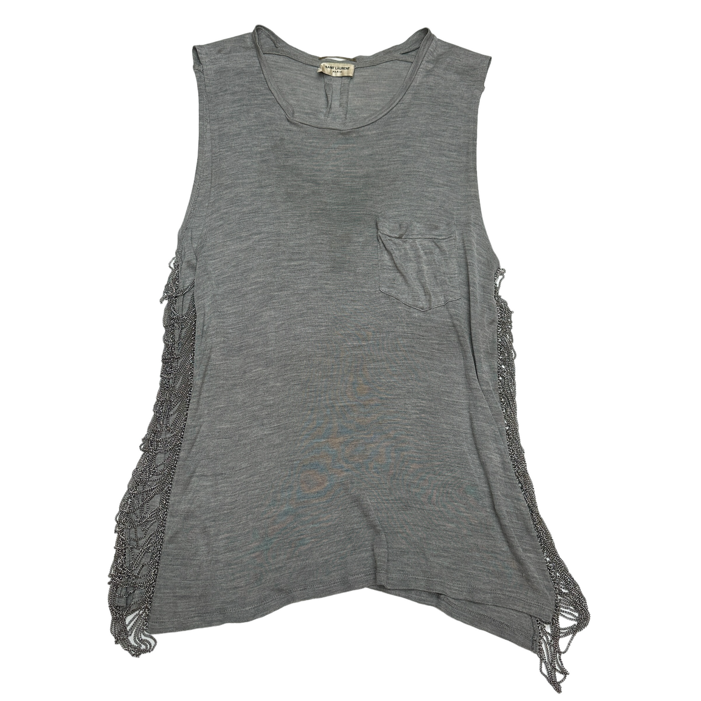 Grey Silk Tank Top w/Chains - XS