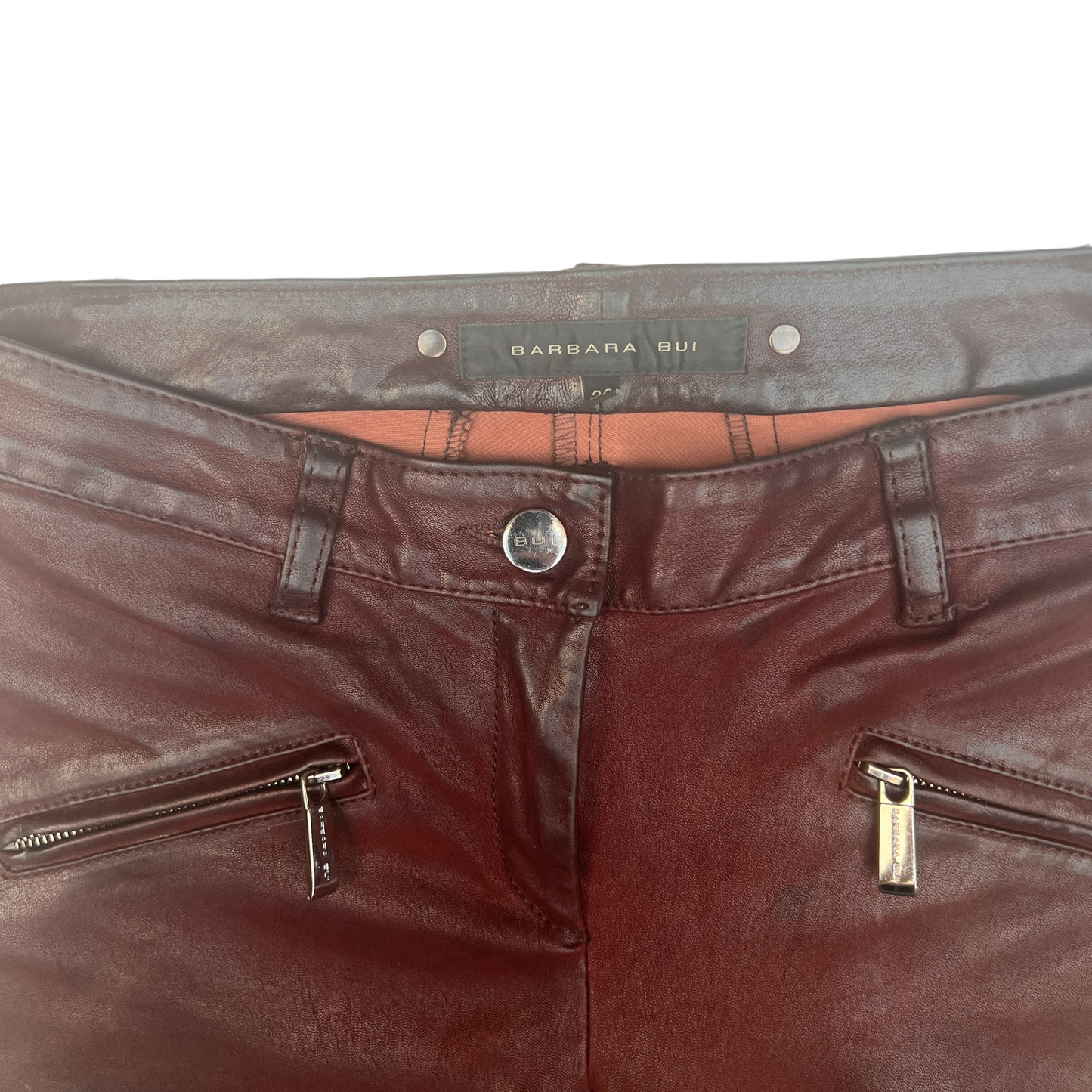 Deep Red Leather Pants - S