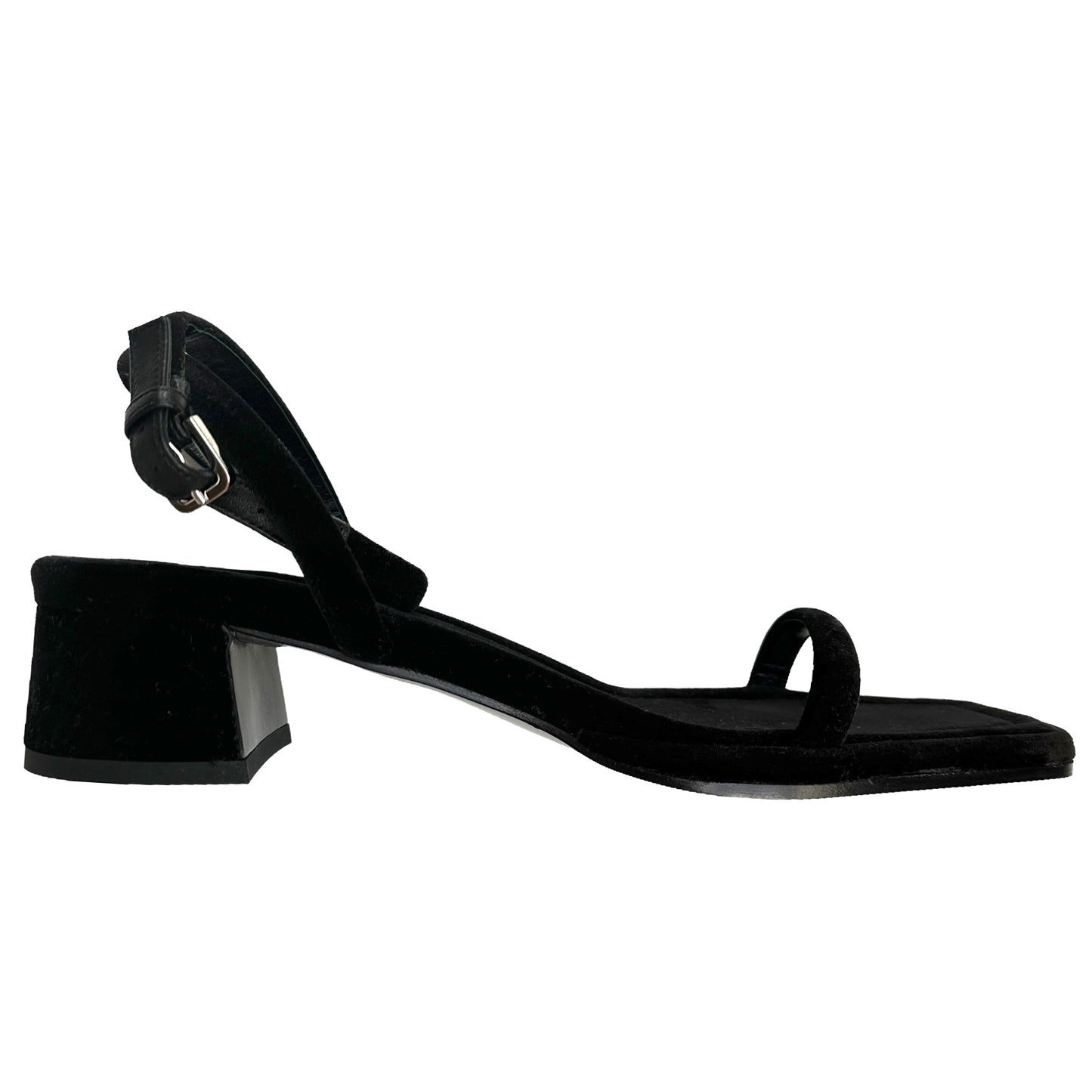 Black Velvet Square Heels - 7.5