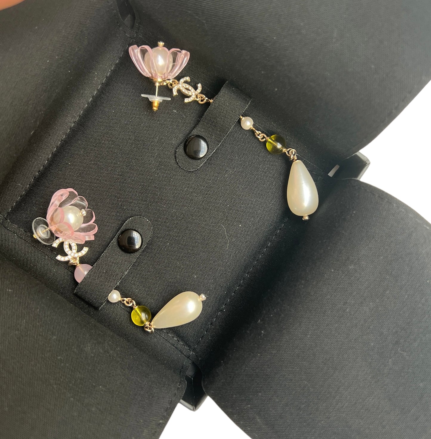 Flower & Pearl Pendant Earrings