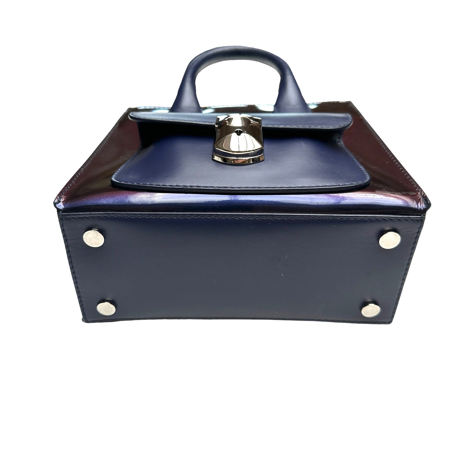 Blue Leather Mini Tote