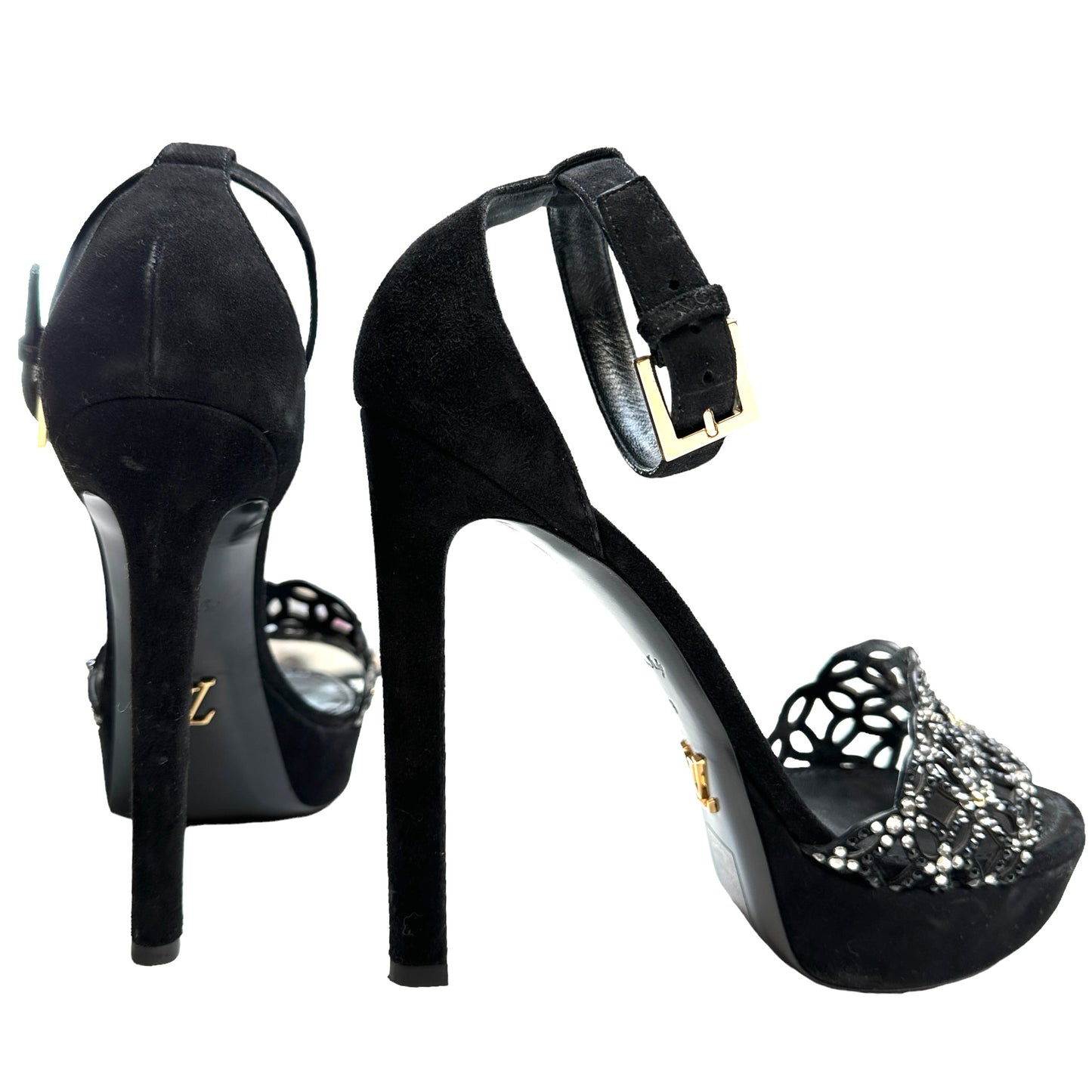 Black Heels w/Crystals - 9