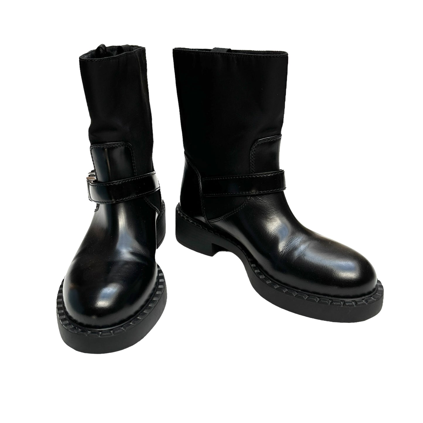 Black Leather & Nylon Boots - 7