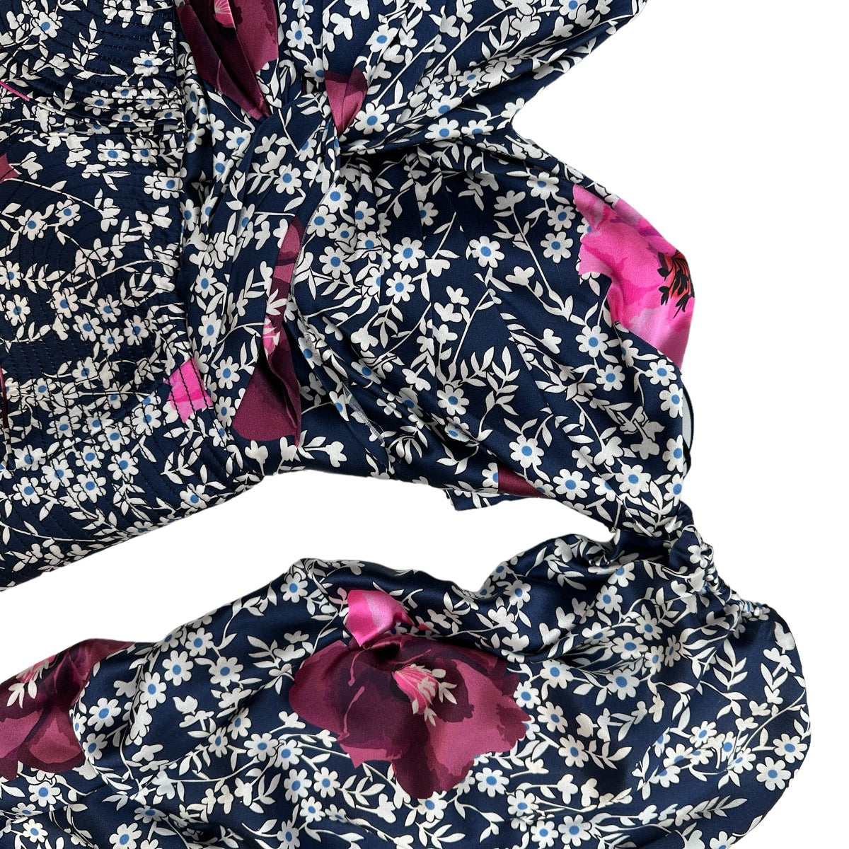 Blue Silk Floral Dress - 4