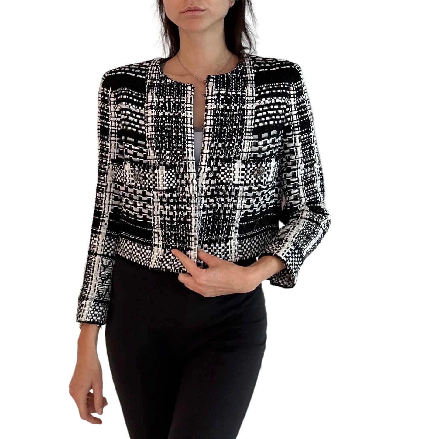 Iconic Lesage Black & White Cropped Blazer - S/M