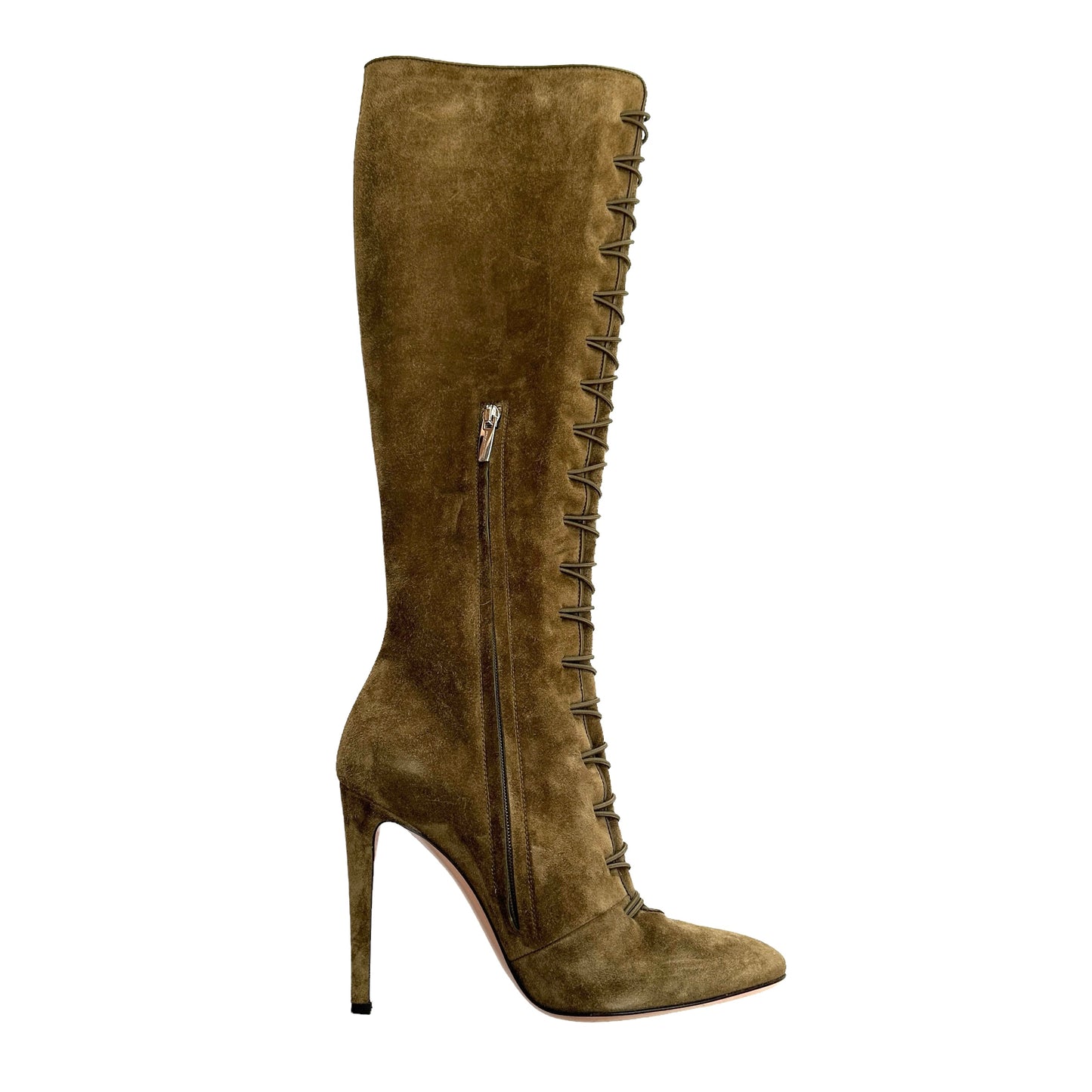 Tall Kaki Suede Boots - 7.5